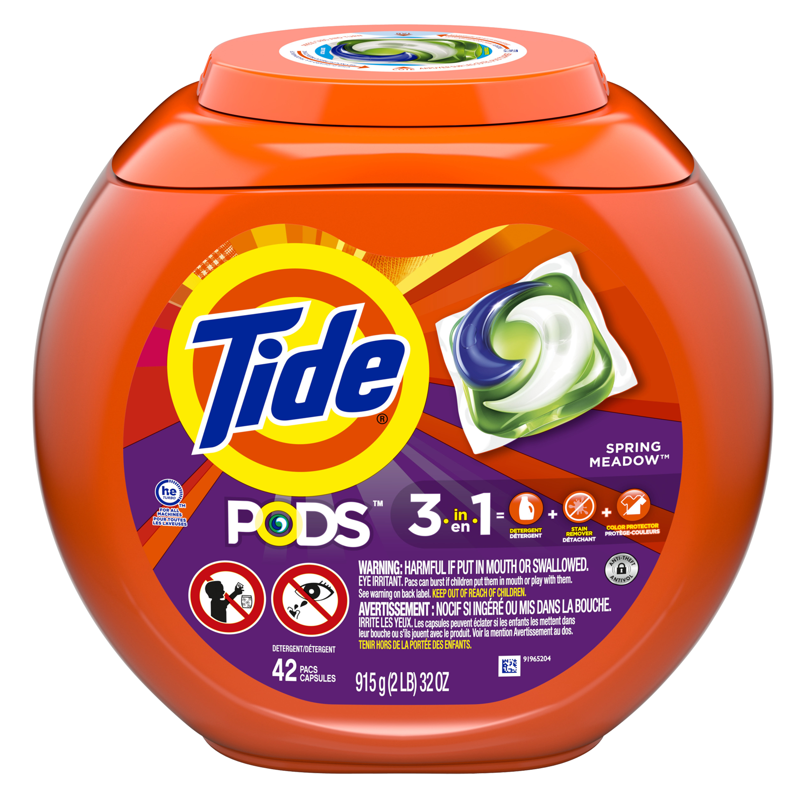 Tide PODS Liquid Laundry Detergent Pacs Spring Meadow Scent 42ct