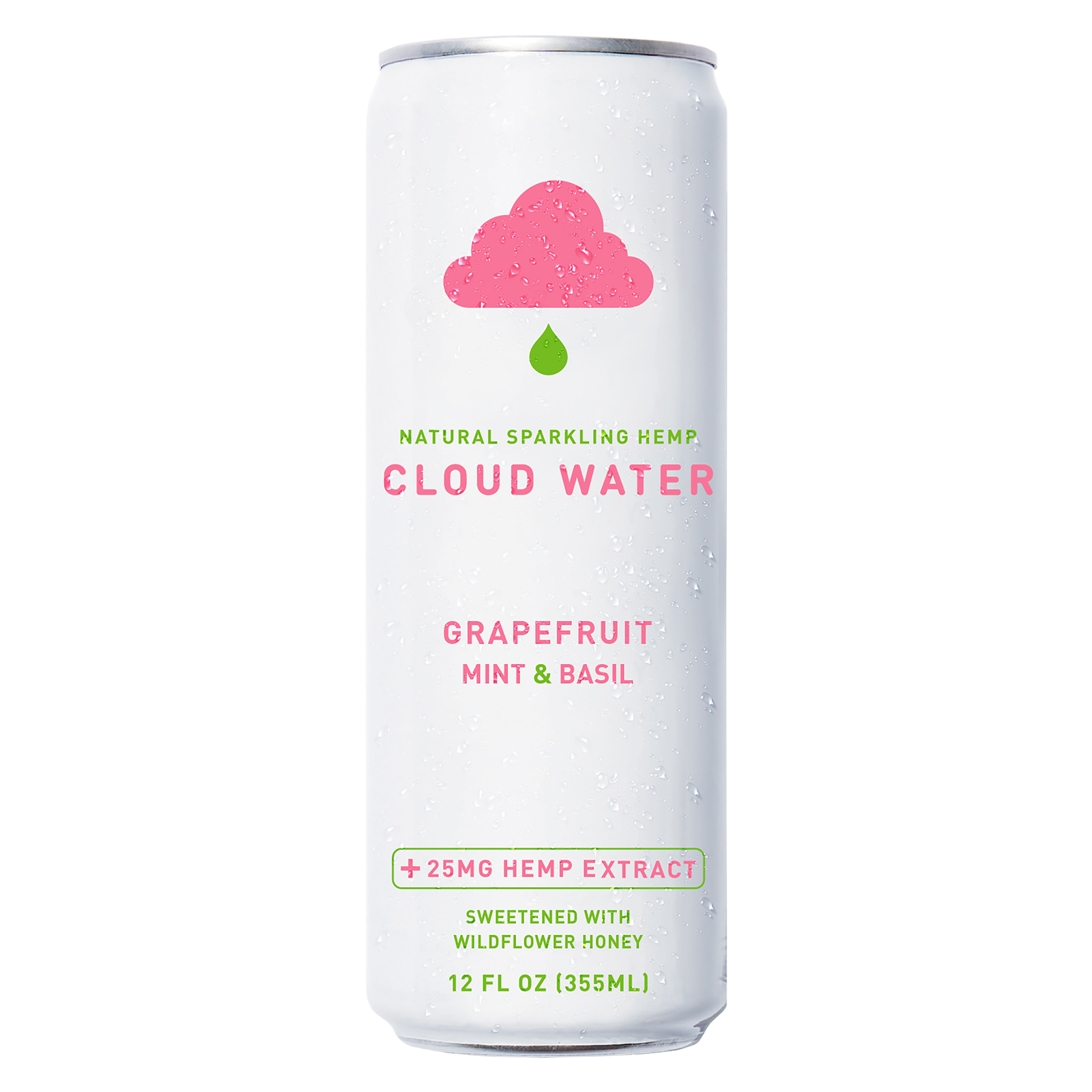 Cloud Water Grapefruit Mint & Basil CBD Sparkling Water 12oz can 25mg