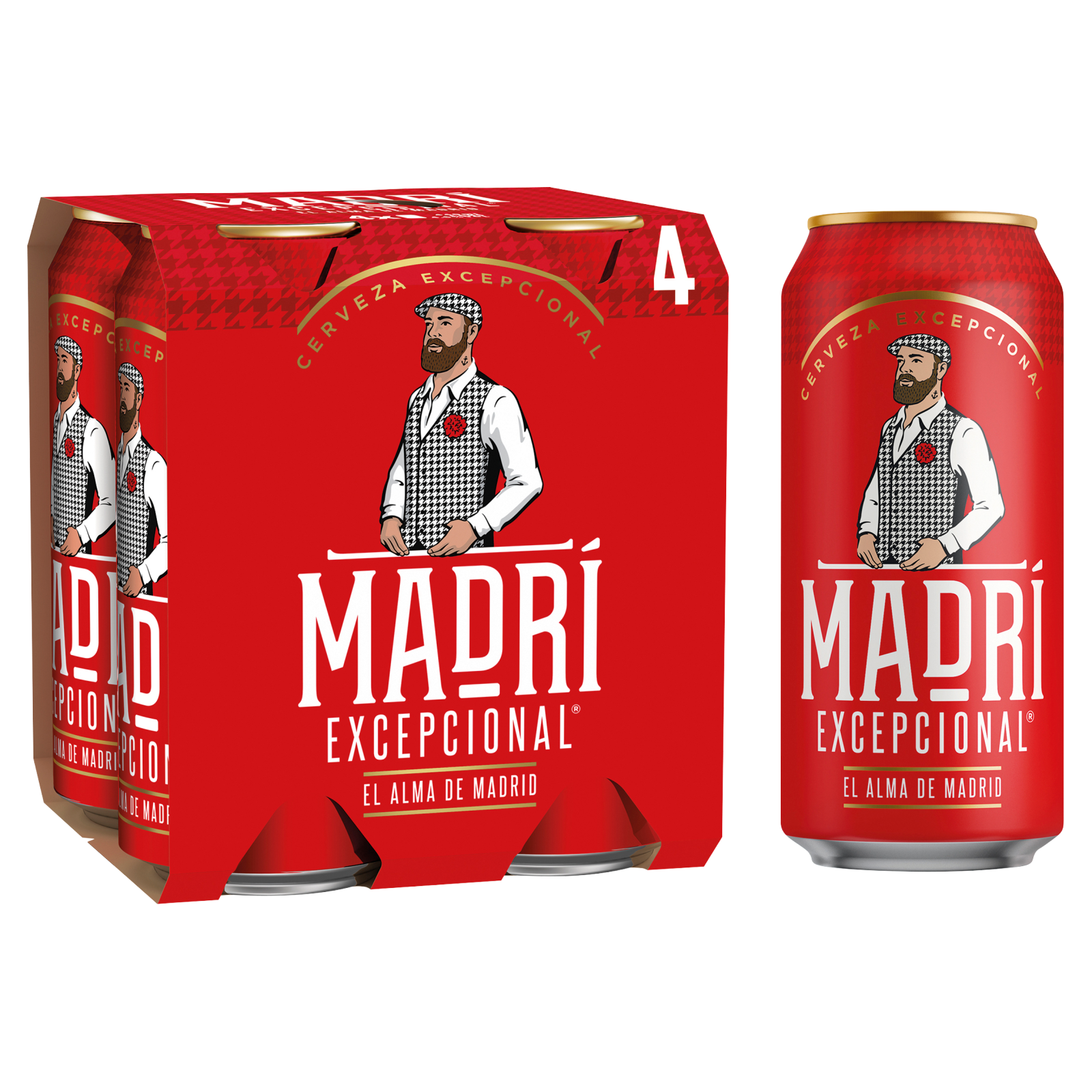 Madri Excepcional Lager Beer, 4 x 440ml