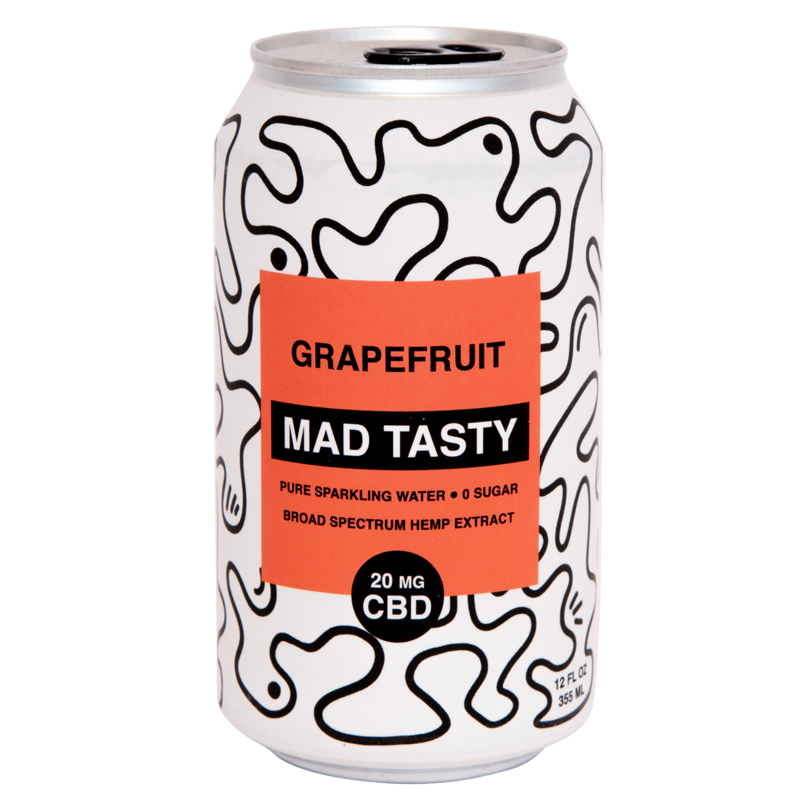 Mad Tasty Grapefruit CBD Sparkling Water 12oz Can 20mg