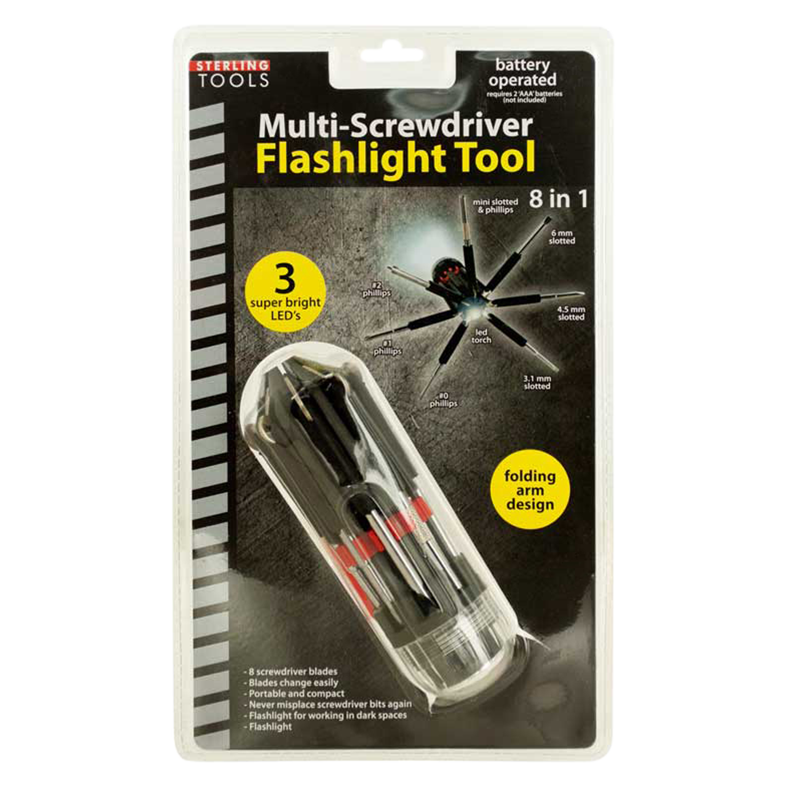Sterling Multi-Screwdriver Flashlight Tool 8-in-1