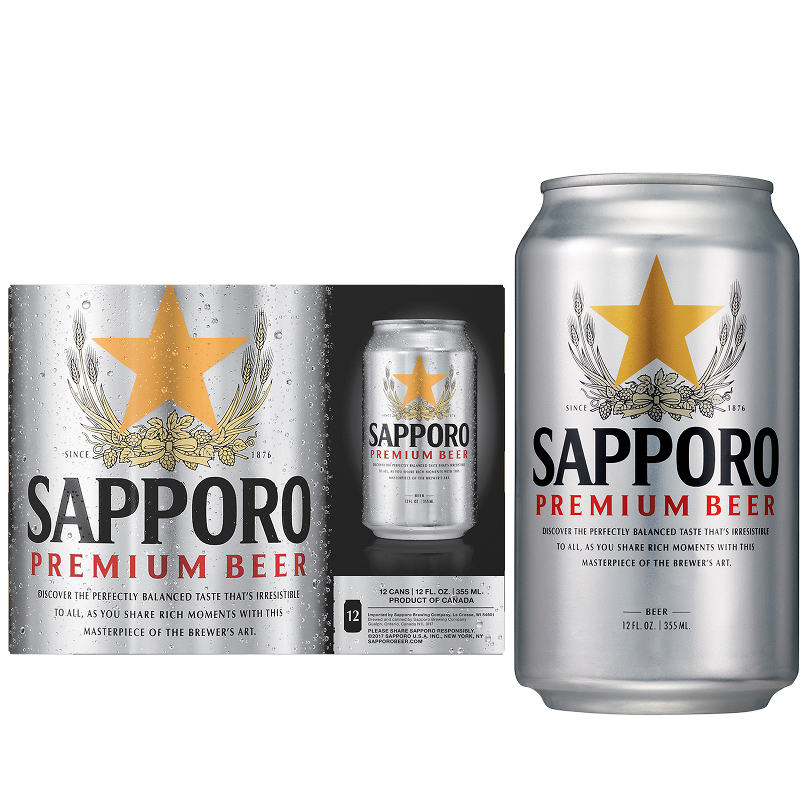 Sapporo Premium 12pk 12oz Can 4.9% ABV