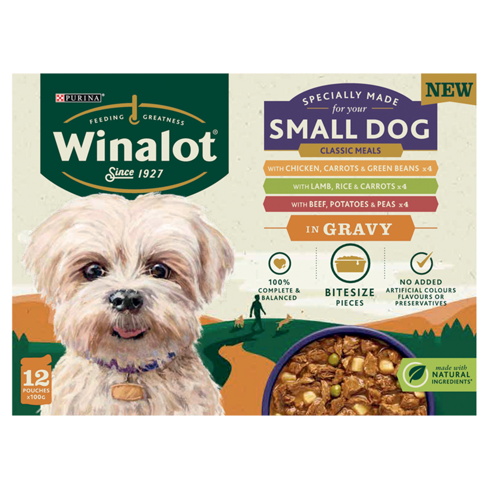 Winalot Small Wet Dog Food Pouches Mixed in Gravy, 12 x 100g