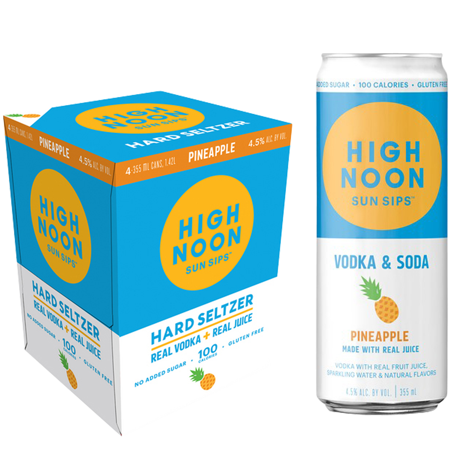 High Noon Pineapple Vodka Hard Seltzer 4pk 12oz Cans 4.5% ABV