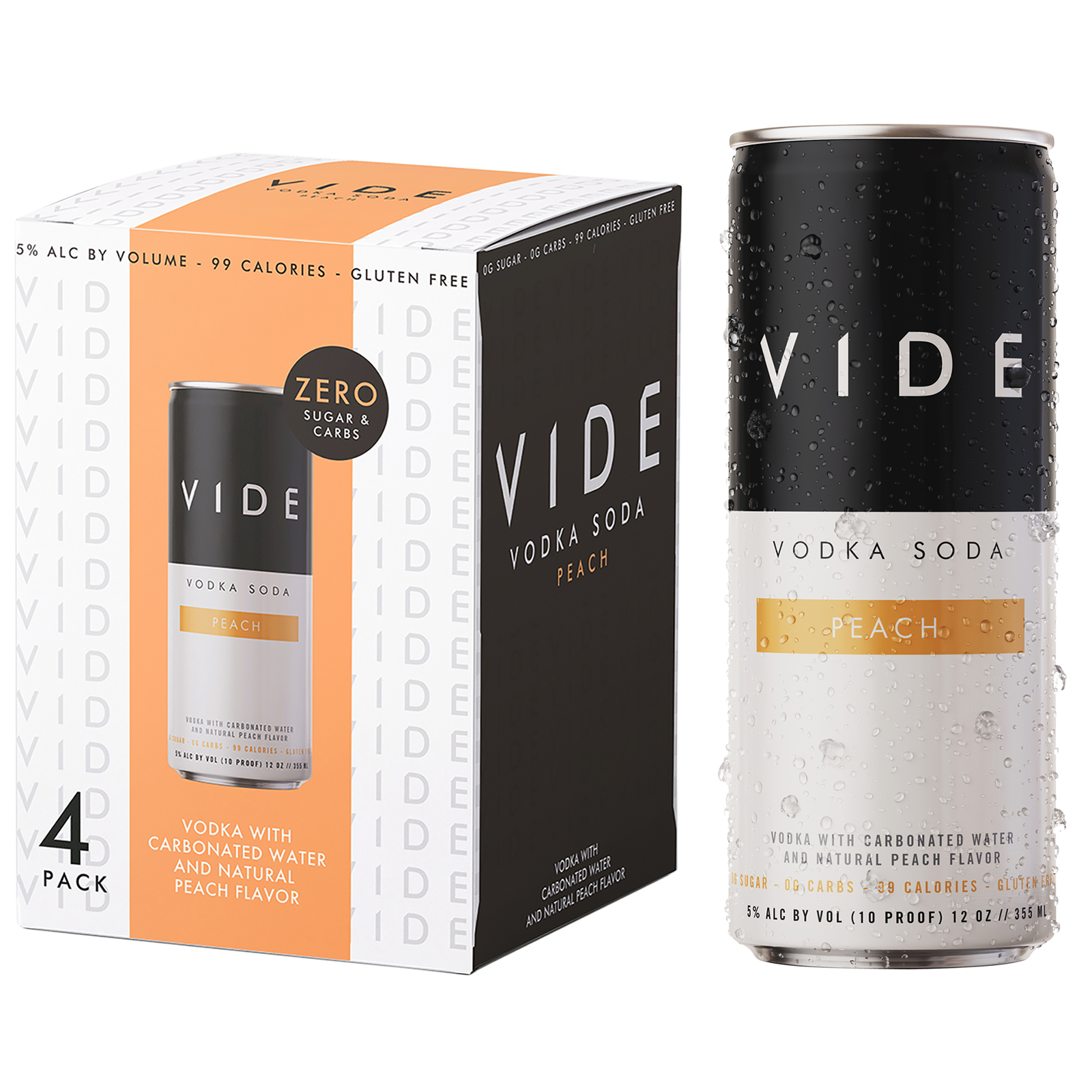VIDE Peach Vodka Soda 4pk 12oz Can 5.0% ABV
