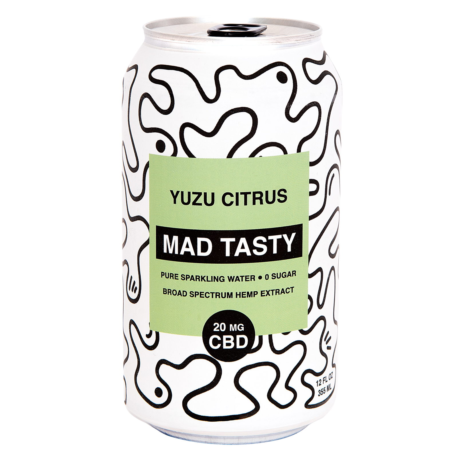 Mad Tasty Yuzu Citrus CBD Sparkling Water 12oz Can 20mg