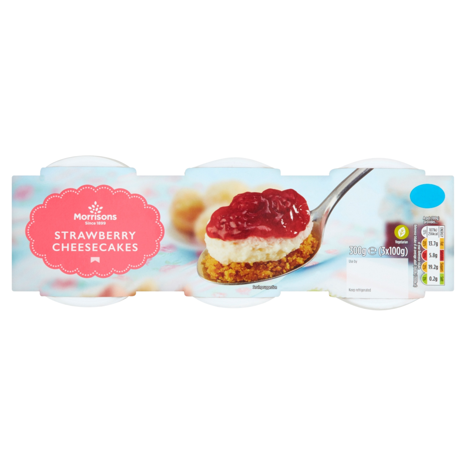 Morrisons Strawberry Cheesecakes, 3 x 100g