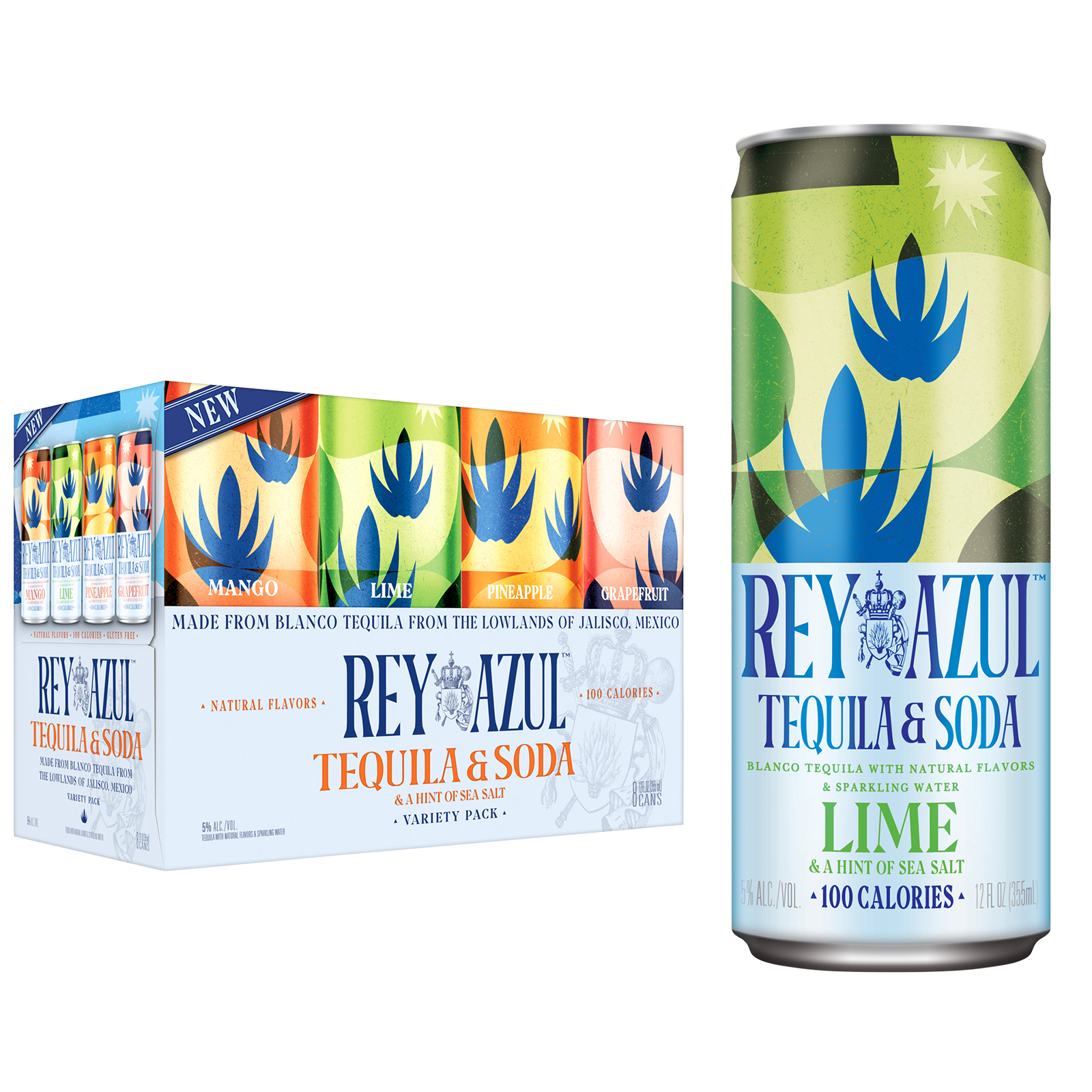 Rey Azul Tequila & Soda Variety Pack 8pk 12oz Can 5.0% ABV