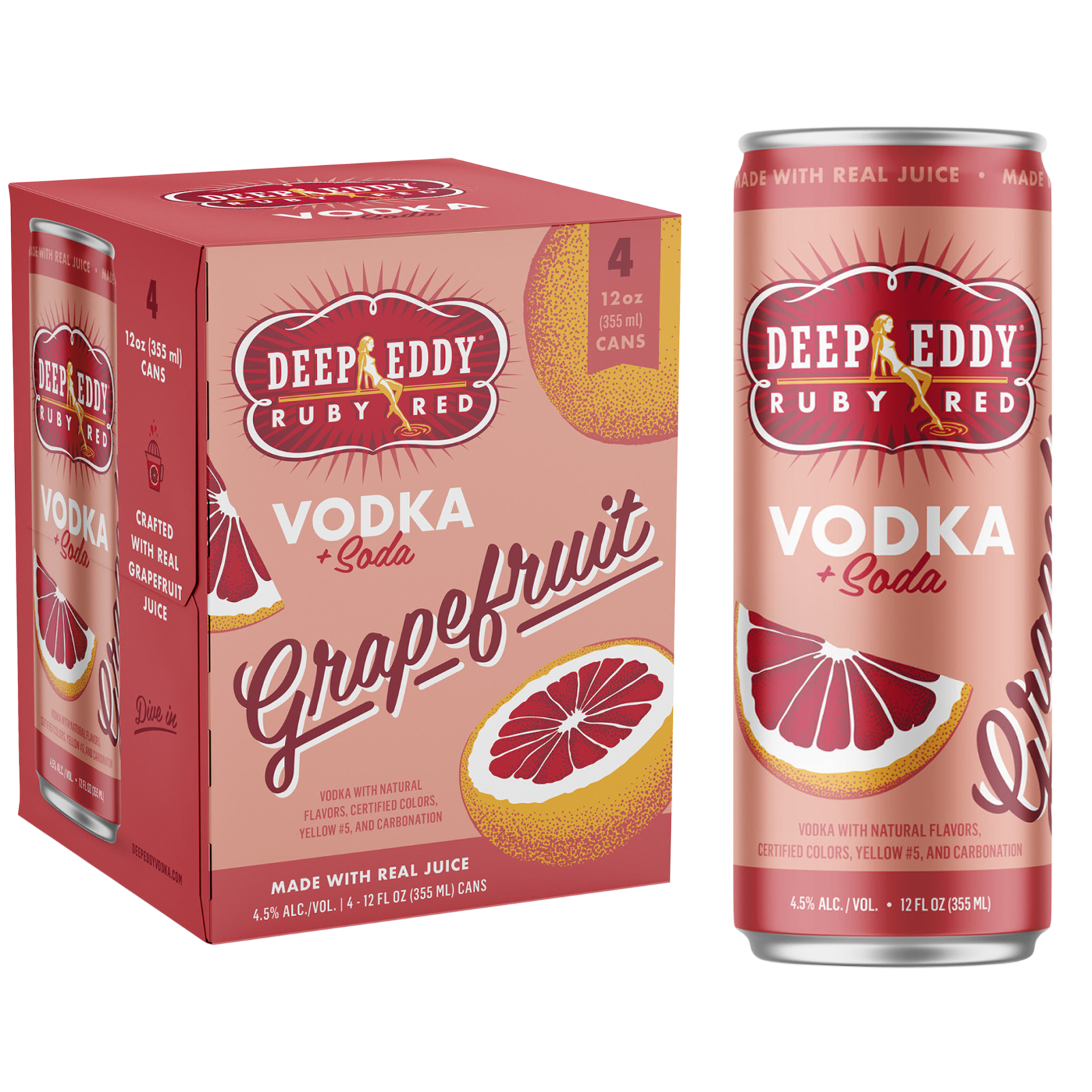 Deep Eddy Ruby Red Grapefruit Vodka & Soda 4pk 12oz 4.5% ABV