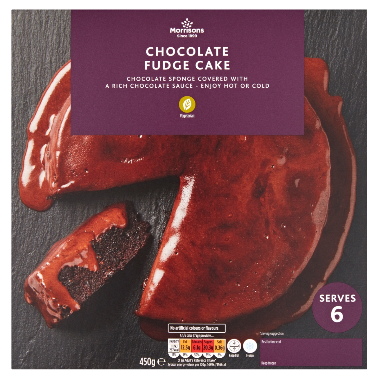 Morrisons Chocolate Fudge Frozen Cake, 450g