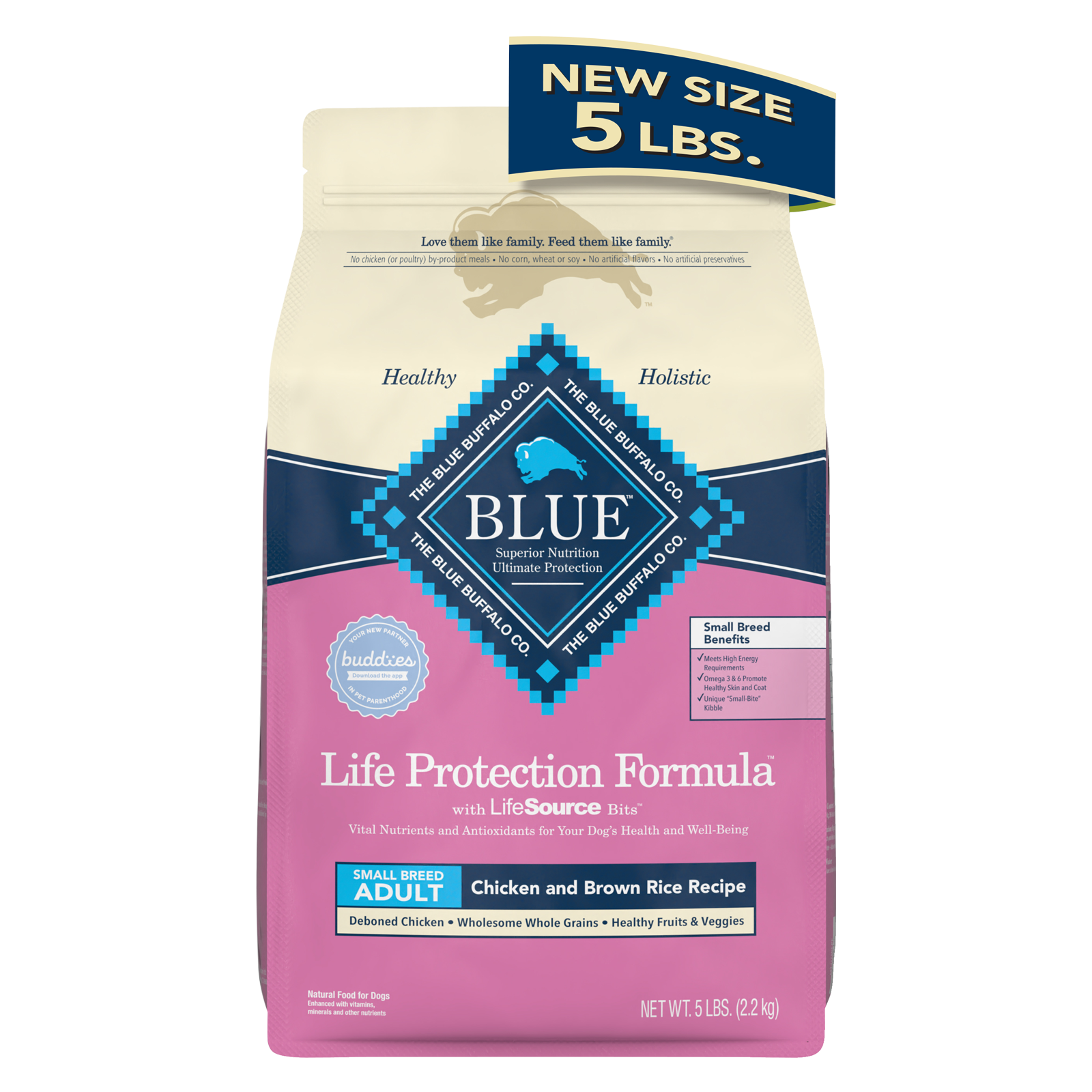 Blue Buffalo Adult Small Breed Chicken and Brown Rice Dry Dog Food 5lb