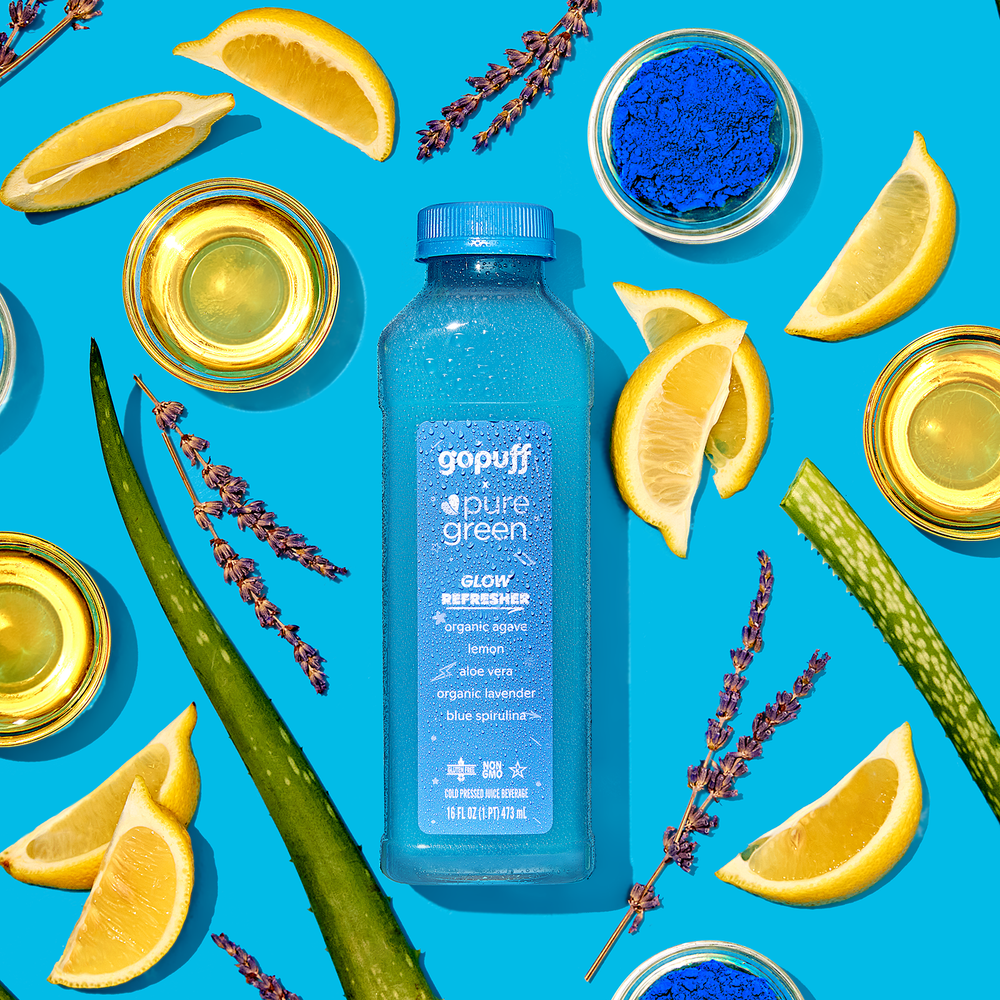 Gopuff x Pure Green Glow Juice Refresher 16 oz Delivered In As Fast