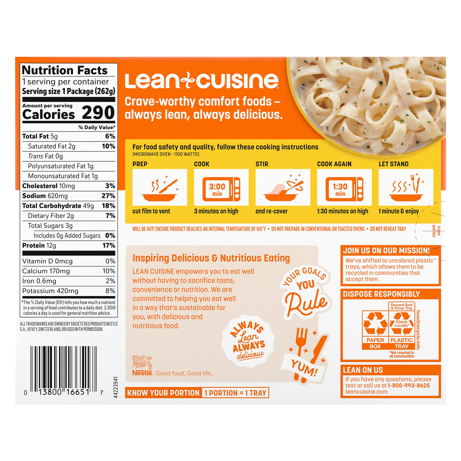 Lean Cuisine Favorites Frozen Fettuccini Alfredo Meal 9.5oz Quick