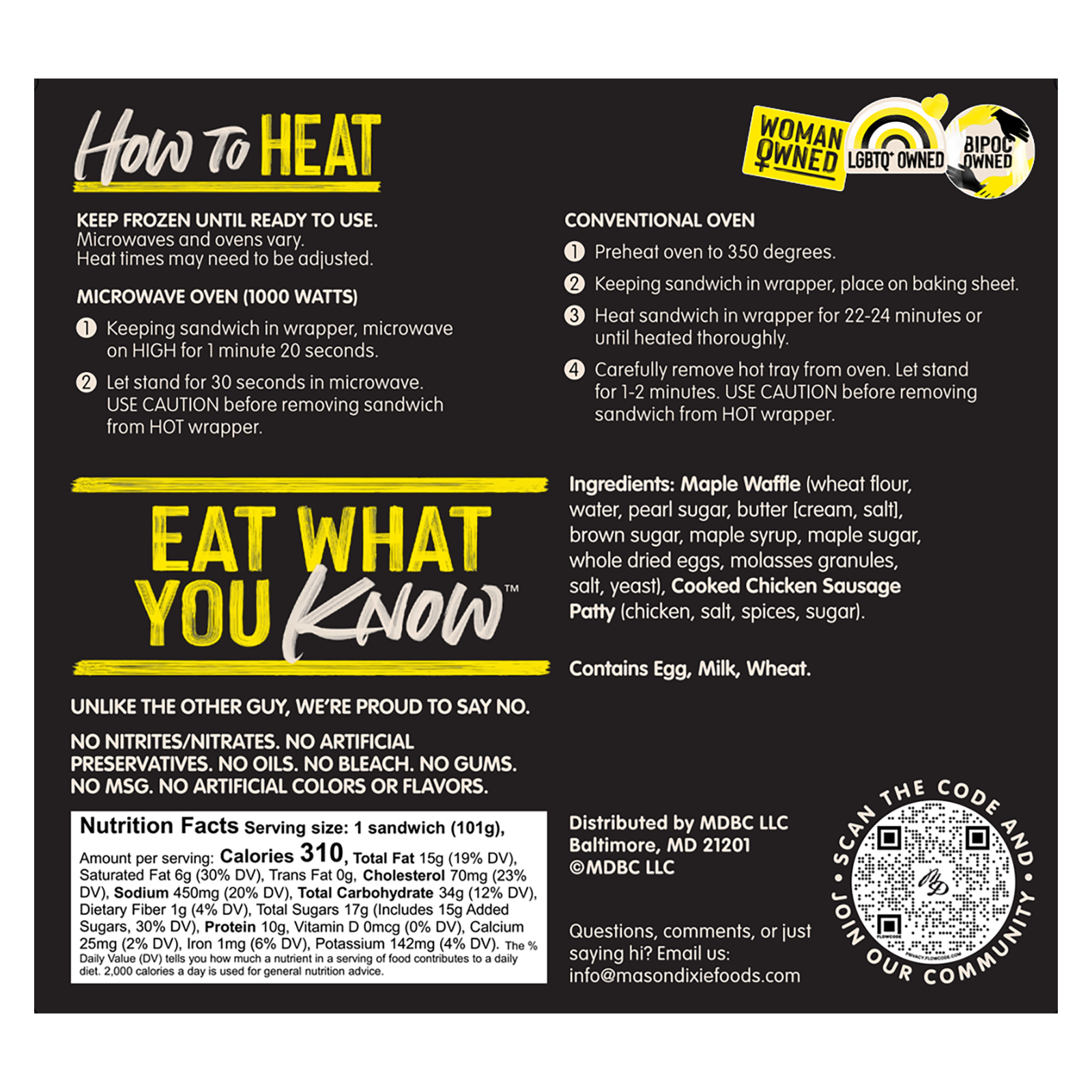 Mason Dixie Foods SingleServe Maple Waffle Sandwich, 1 ct Delivered