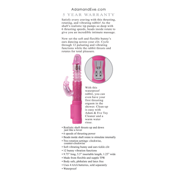 Adam & Eve Toys Eve's First Thruster Rabbit Vibrator Pink - Delivered