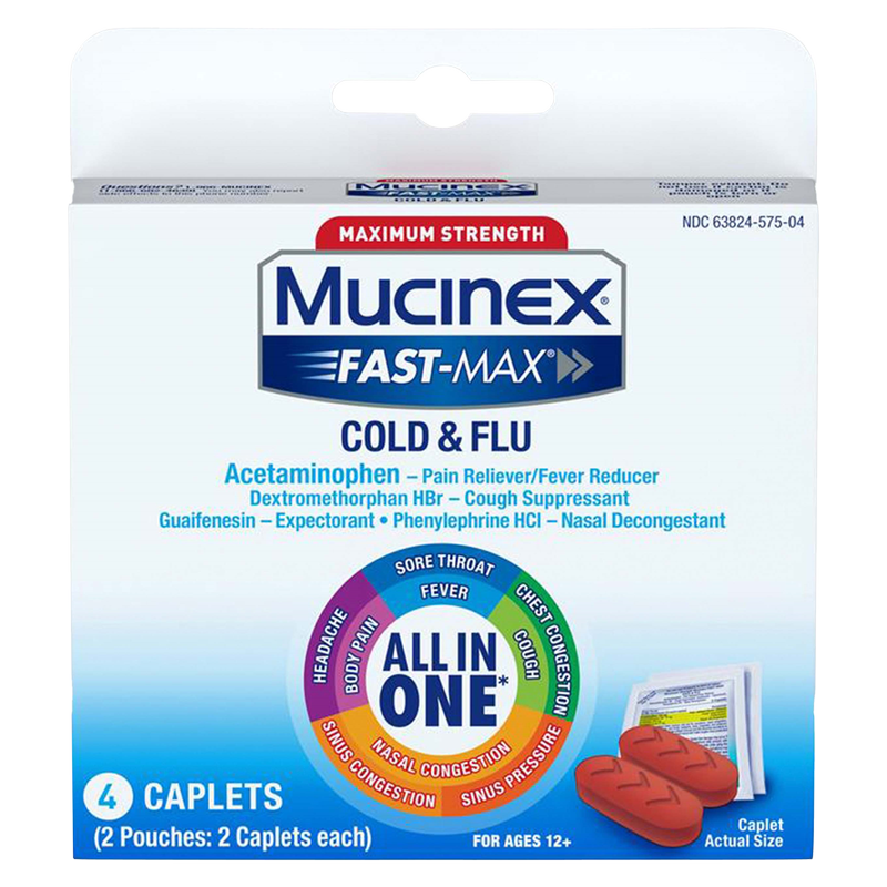 Mucinex FastMax AllInOne Cold & Flu Caplets 4ct Health fast