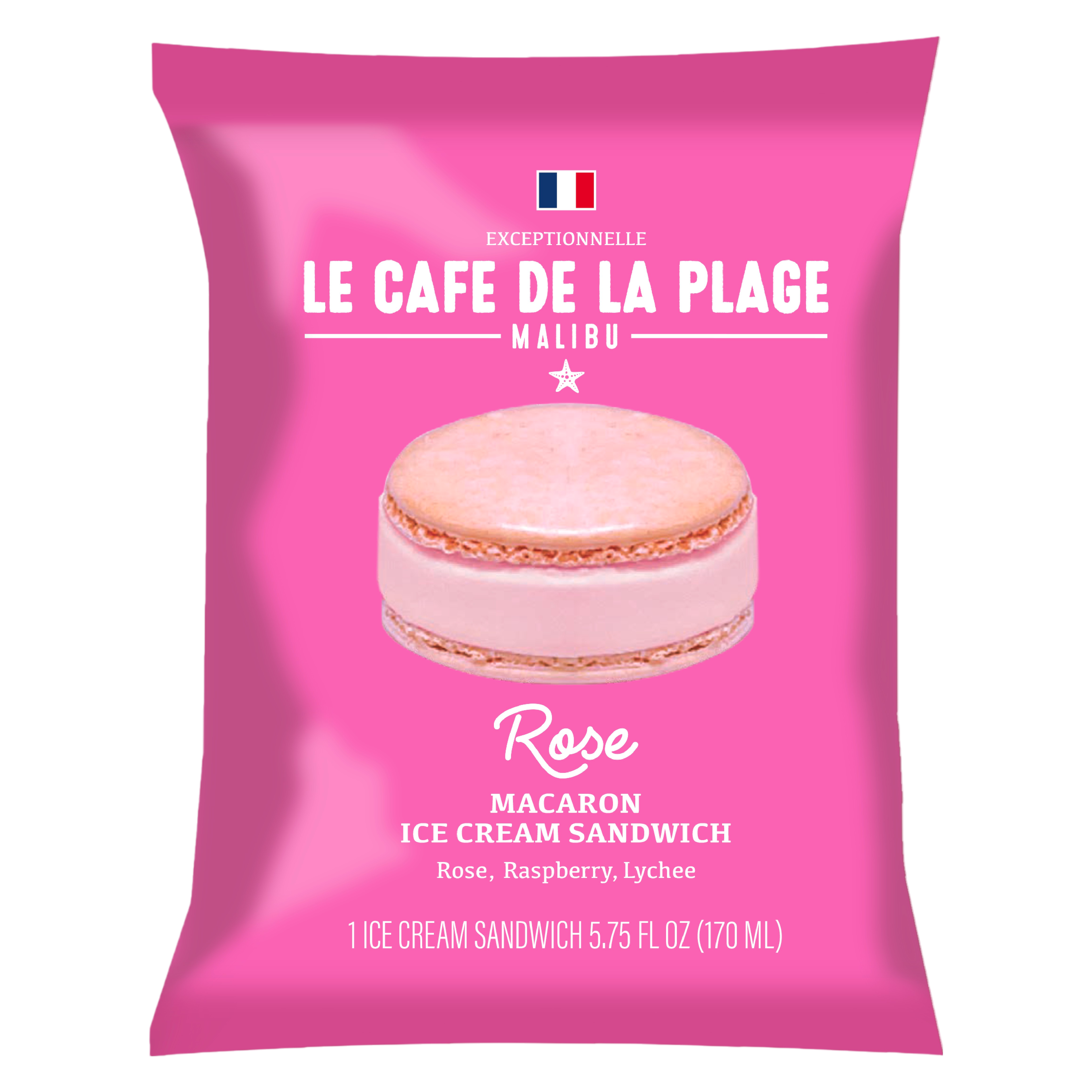 Le Cafe De La Plage Rose Macaron Ice Cream Sandwich 5.75oz