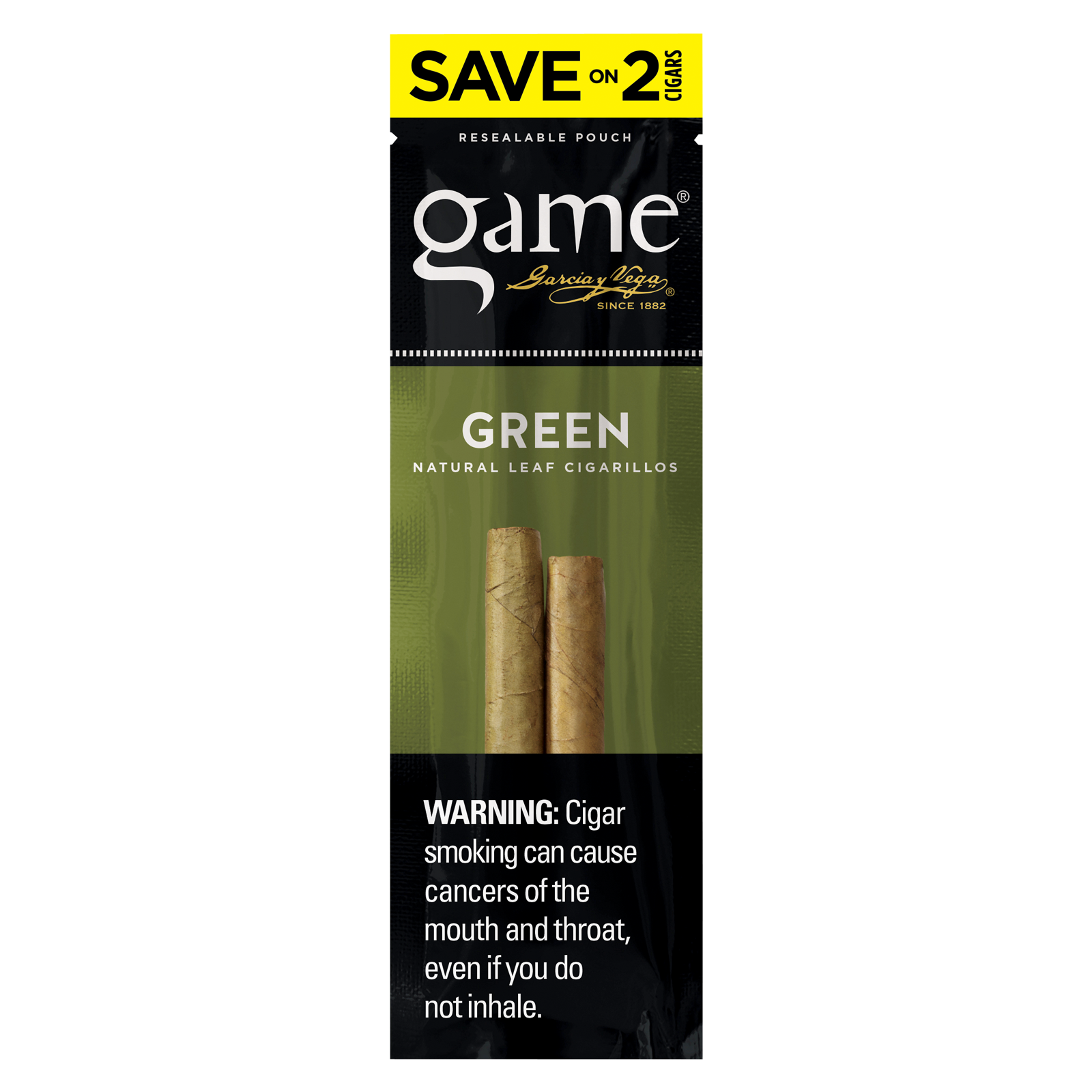 Game Green Foil Fresh Cigarillos 2ct