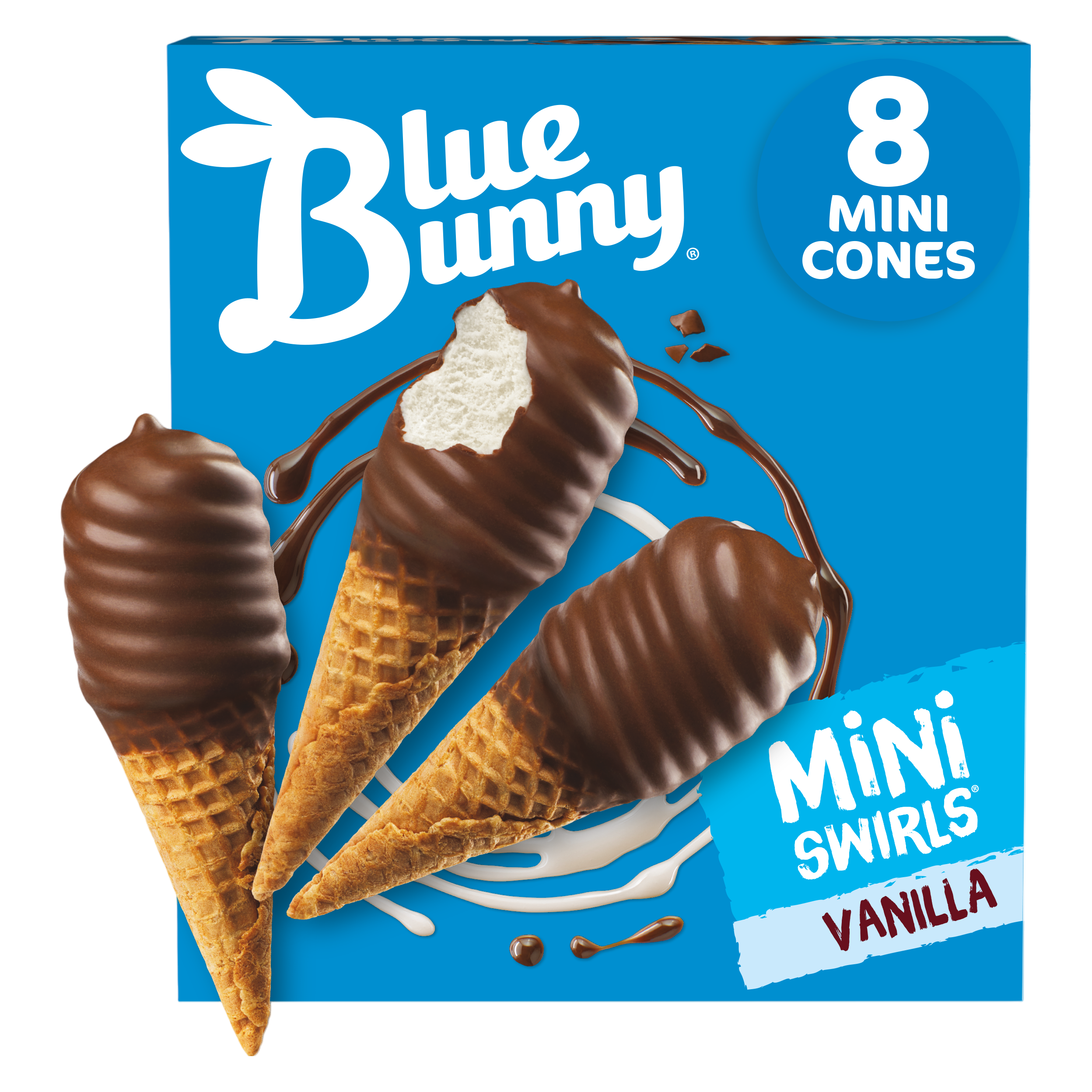 Blue Bunny Vanilla Mini Swirls Dipped Cones 8ct