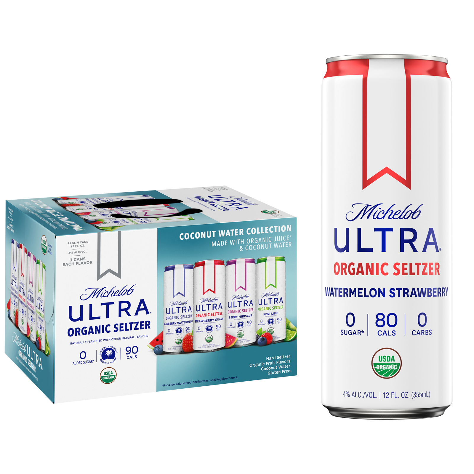 Michelob ULTRA Organic Hard Seltzer Coconut Water Variety Pack 12pk 12oz Cans 4% ABV