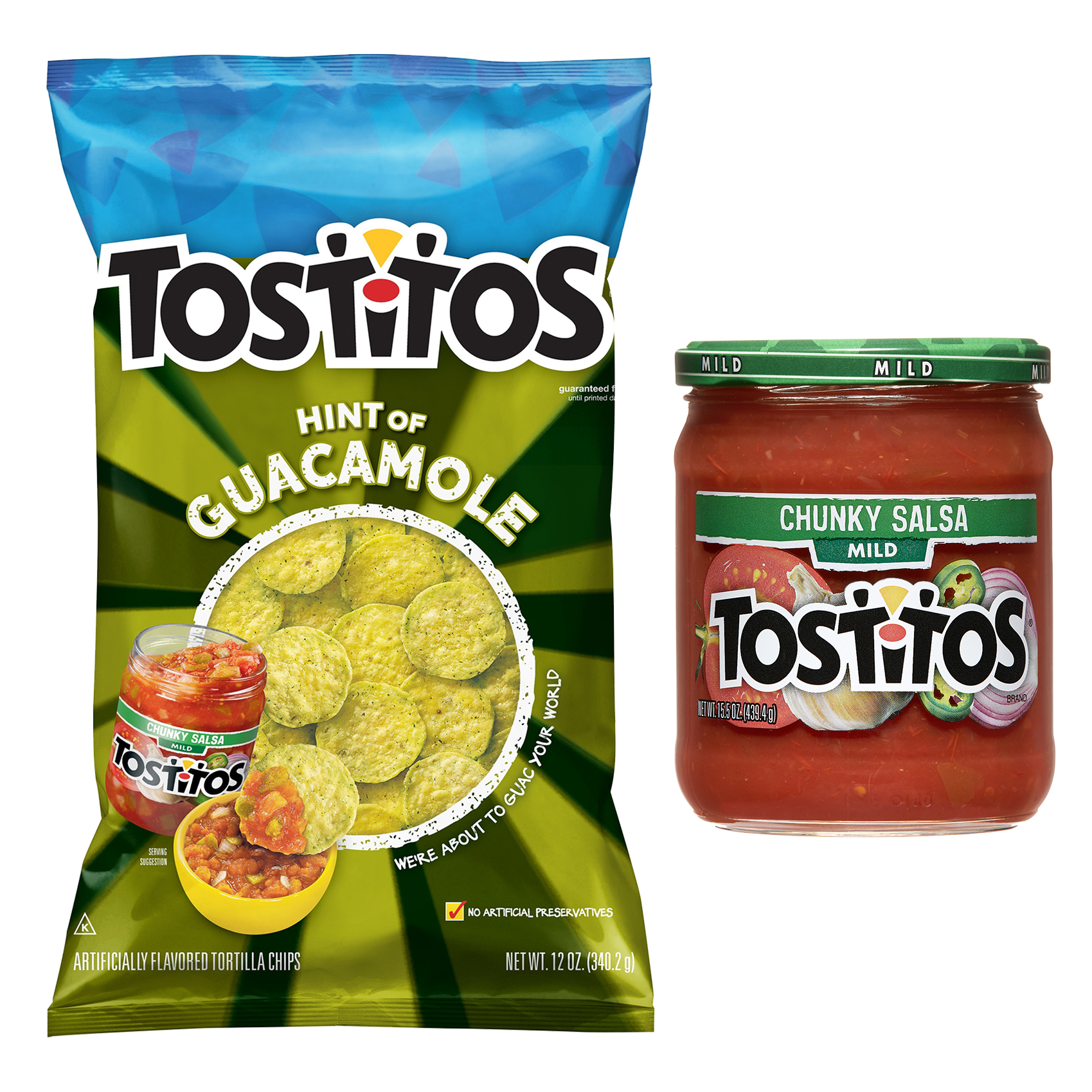 Tostitos Hint of Guacomole Bite Size Round Chips & Tostitos Salsa Medium Dip