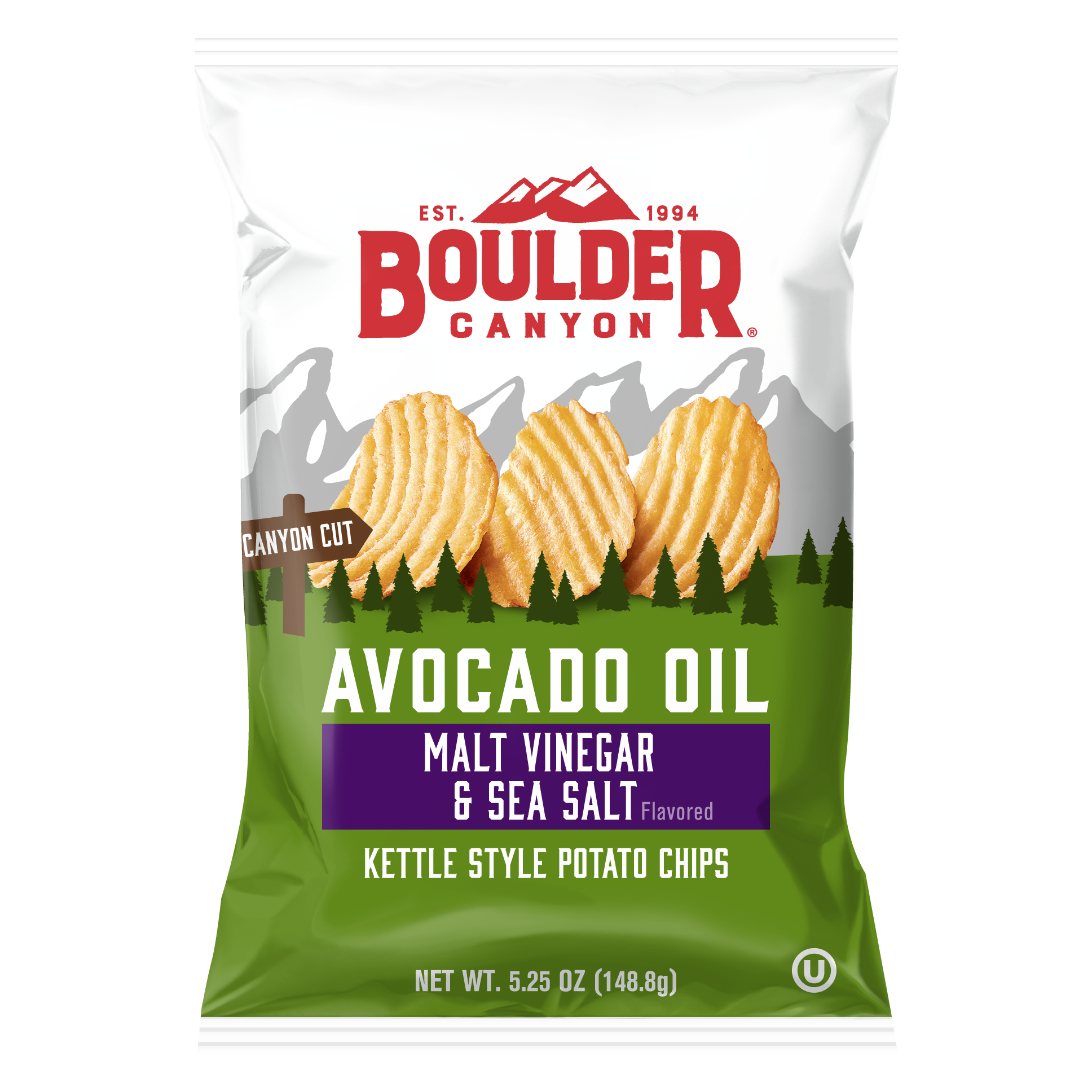 Boulder Canyon Avocado Oil Malt Vinegar and Sea Salt Kettle Potato Chips 5.25oz