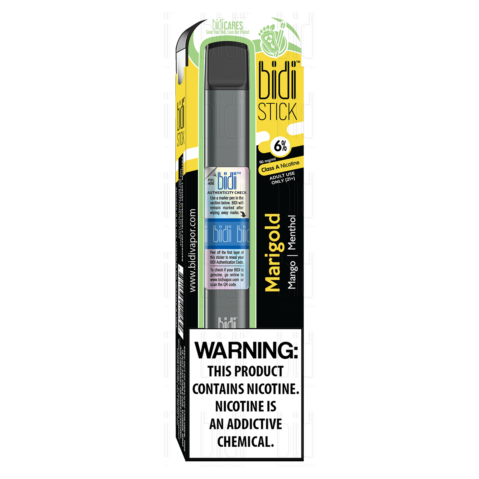 Bidi Stick Marigold Disposable Vape 6% Nicotine 1ct