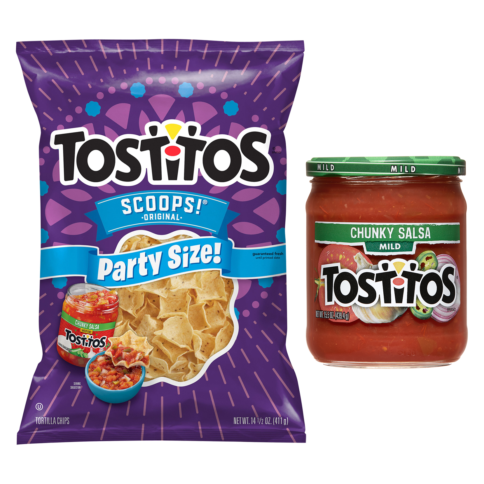 Tostitos Scoops Party Size Chips & Tostitos Salsa Mild Dip