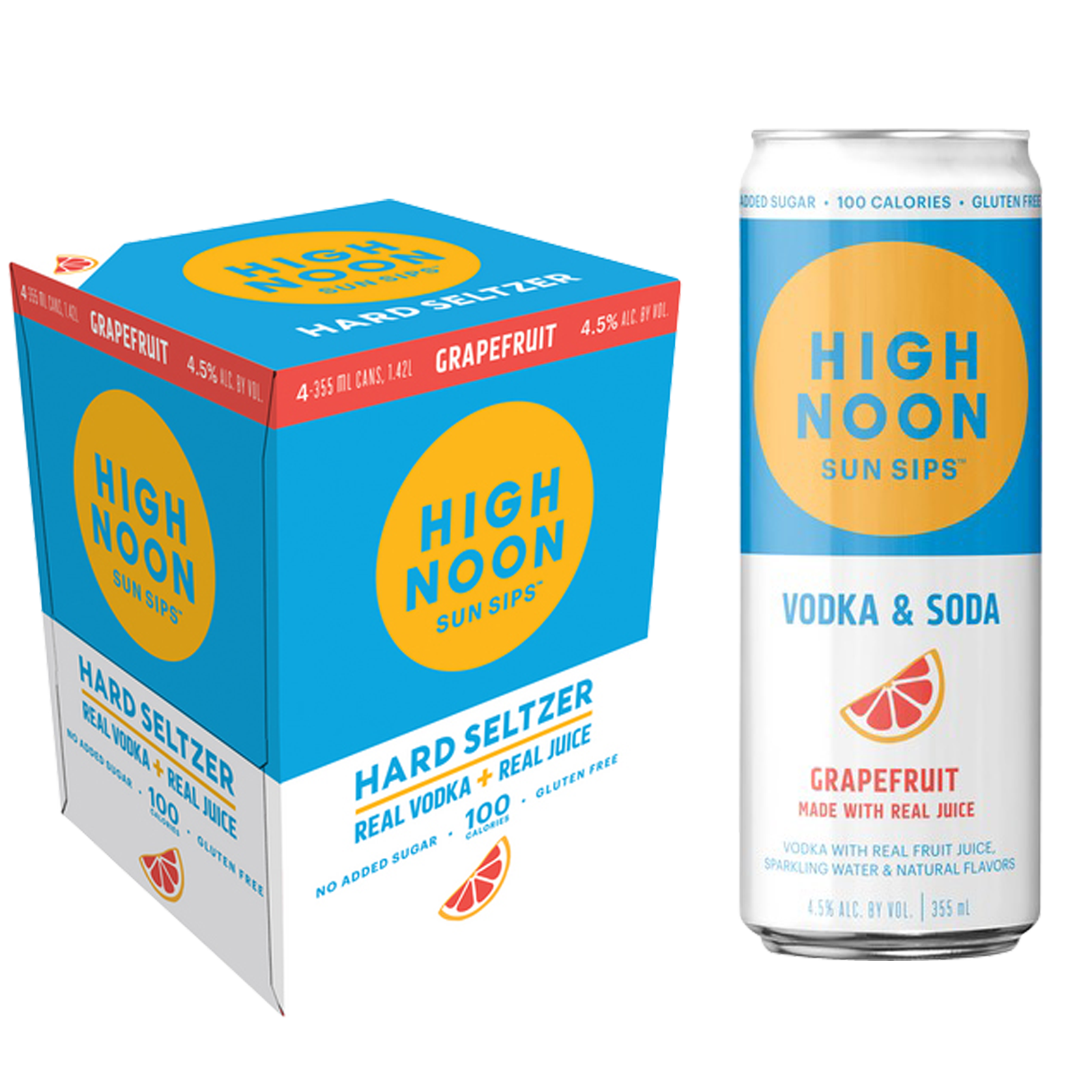 High Noon Grapefruit Vodka Hard Seltzer 4pk 12oz Cans 4.5% ABV