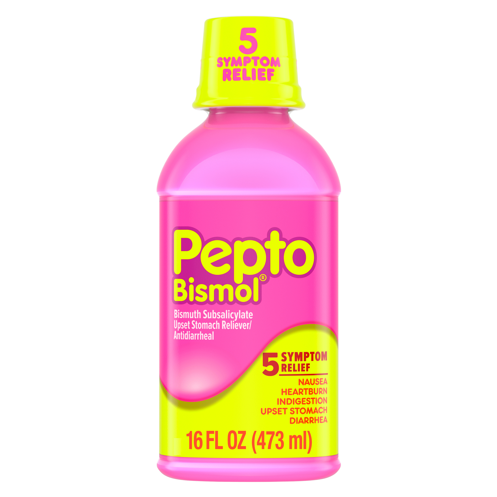 Pepto Bismol 5 Symptoms Digestive Relief Original Liquid 16 oz