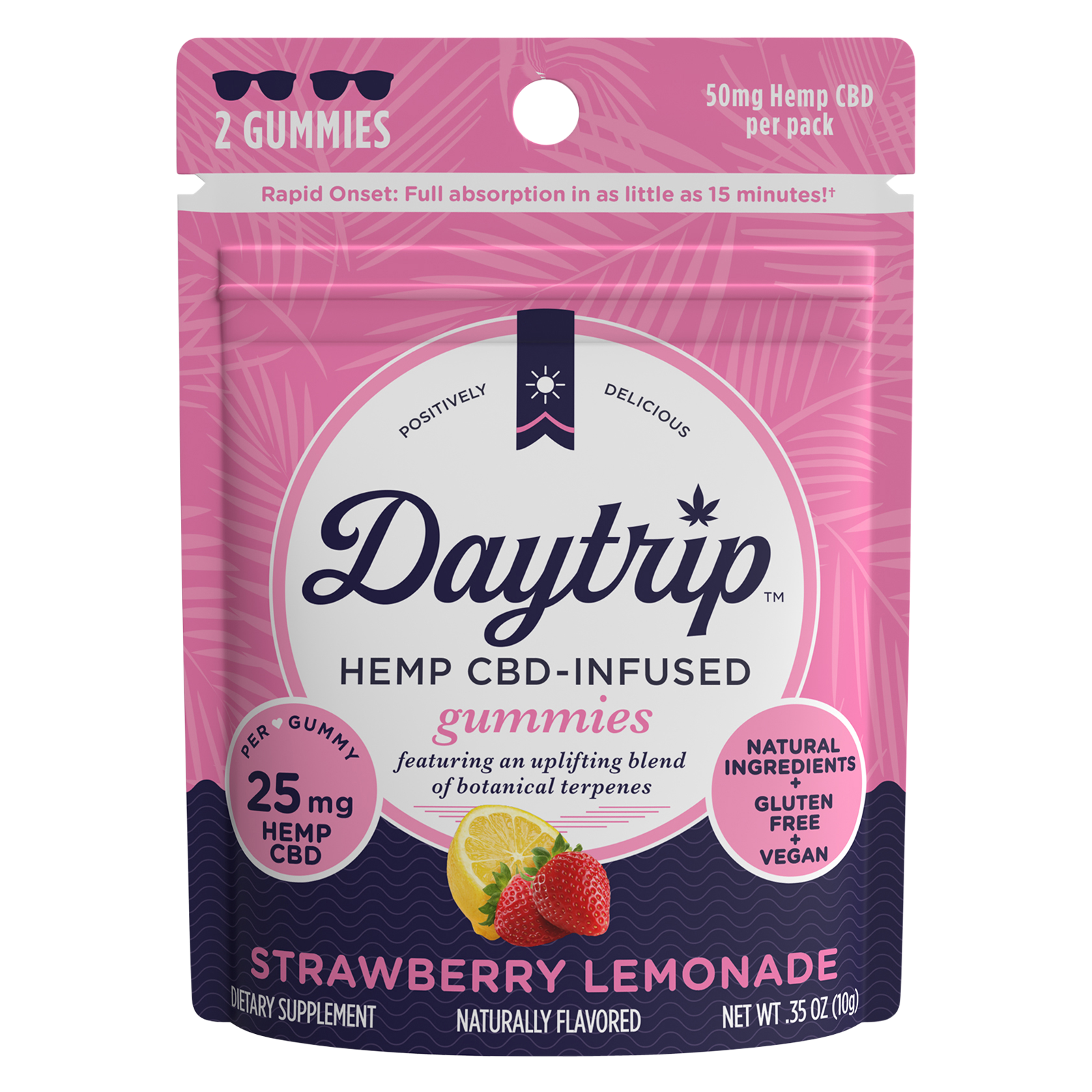 Daytrip Strawberry Lemonade Hemp CBD Gummies 2pk 25mg