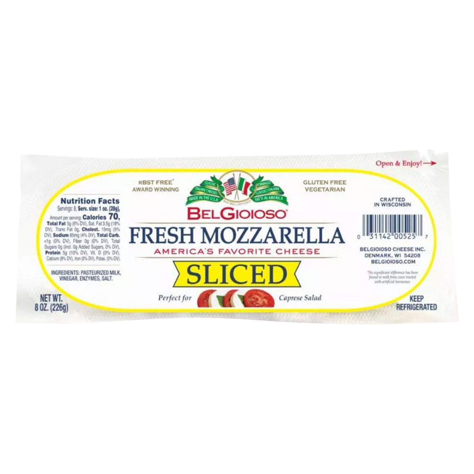 Belgioioso Fresh Sliced Mozzarella Cheese - 8oz