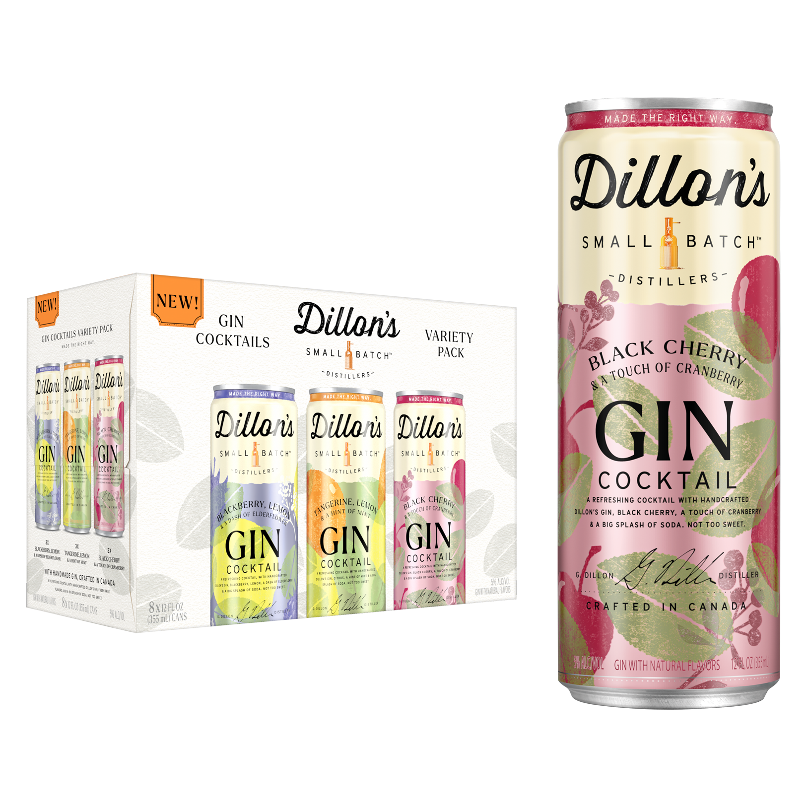Dillon's Gin Cocktail Variety 12oz 8pk 5% ABV