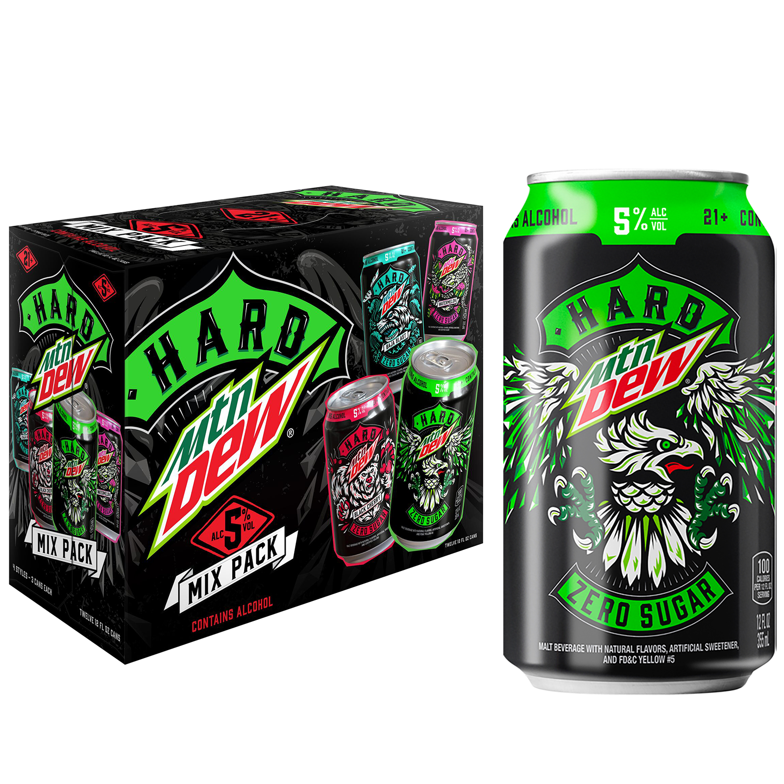 MTN DEW® Hard Zero Sugar Variety 12pk 12oz Can 5.0% ABV