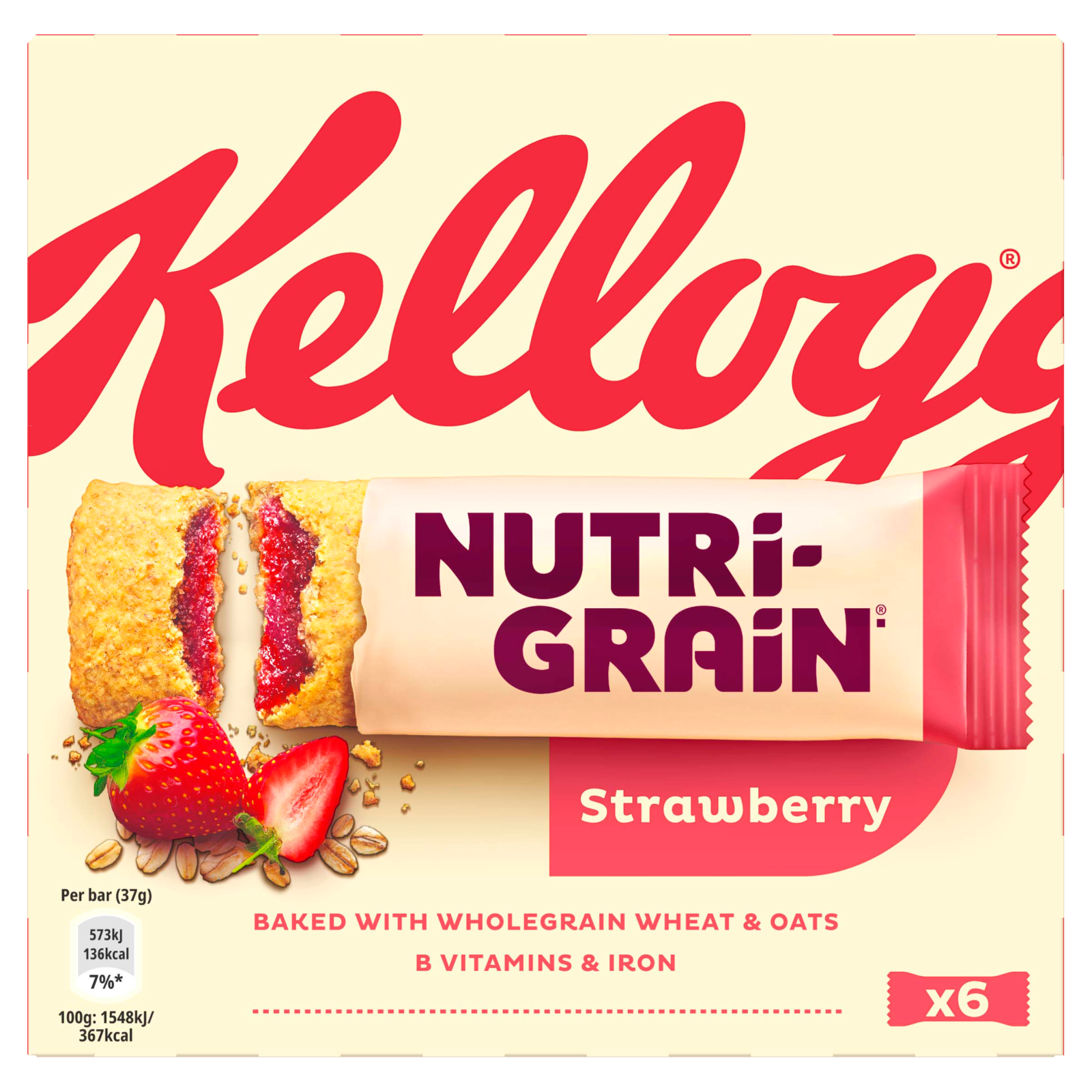Kellogg's Nutrigrain Strawberry, 6 x 37g