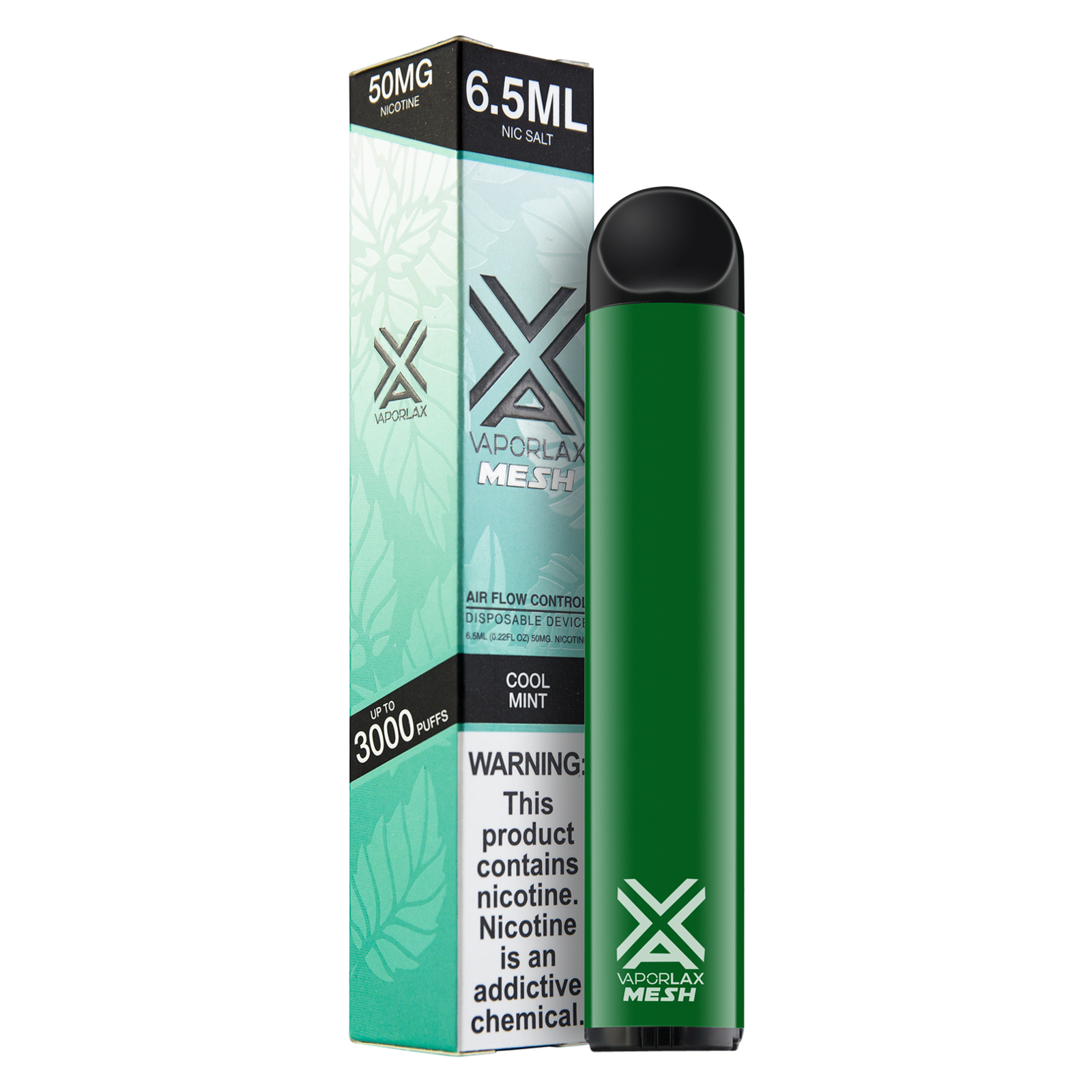 VaporLax Disposable Vape Cool Mint 50mg 6.5ml 3000 Puffs