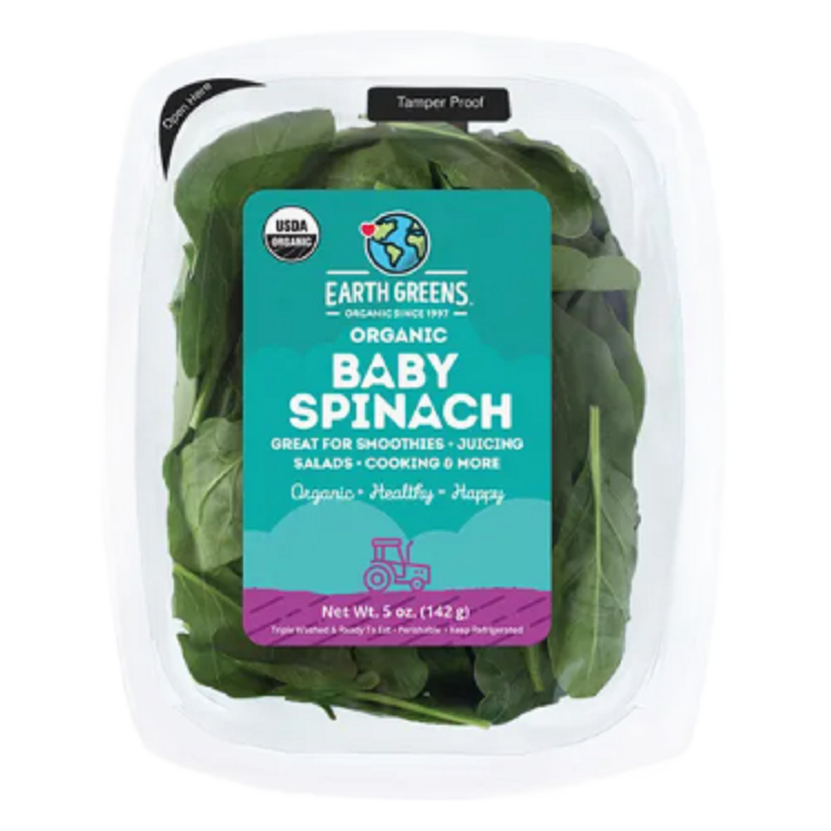 Earth Greens Organic Baby Spinach - 5oz