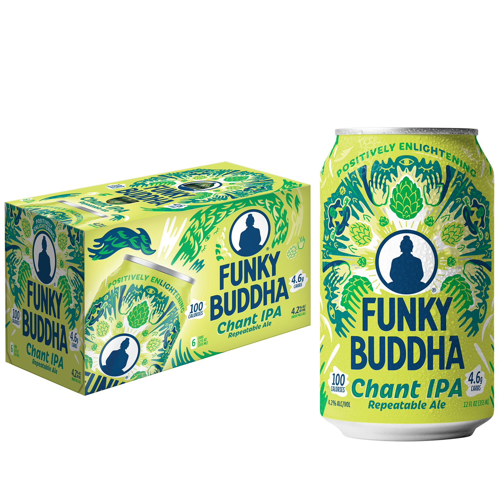 Funky Buddha Chant Session IPA Craft Beer, 6 pk, 12 oz cans, 4.2% ABV