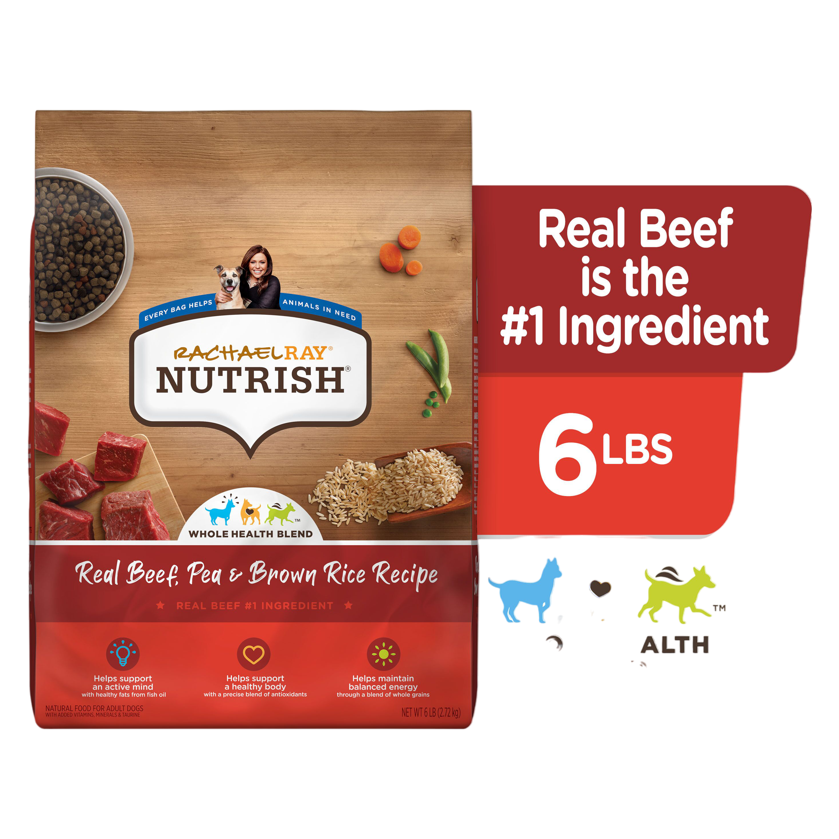 Rachael Ray Nutrish Dry Dog Food, Real Beef, Pea & Brown Rice Recipe, 6 lb. Bag