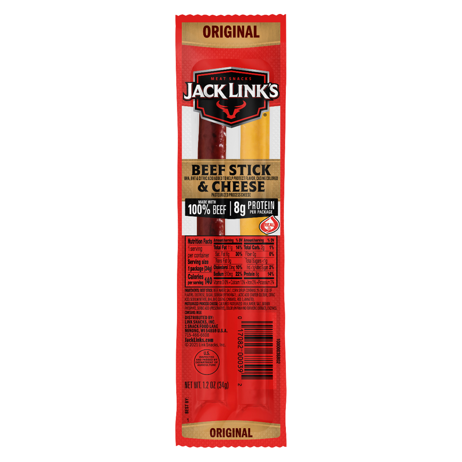 Jack Link's Original Beef Dried Meat & Cheese 1.2oz