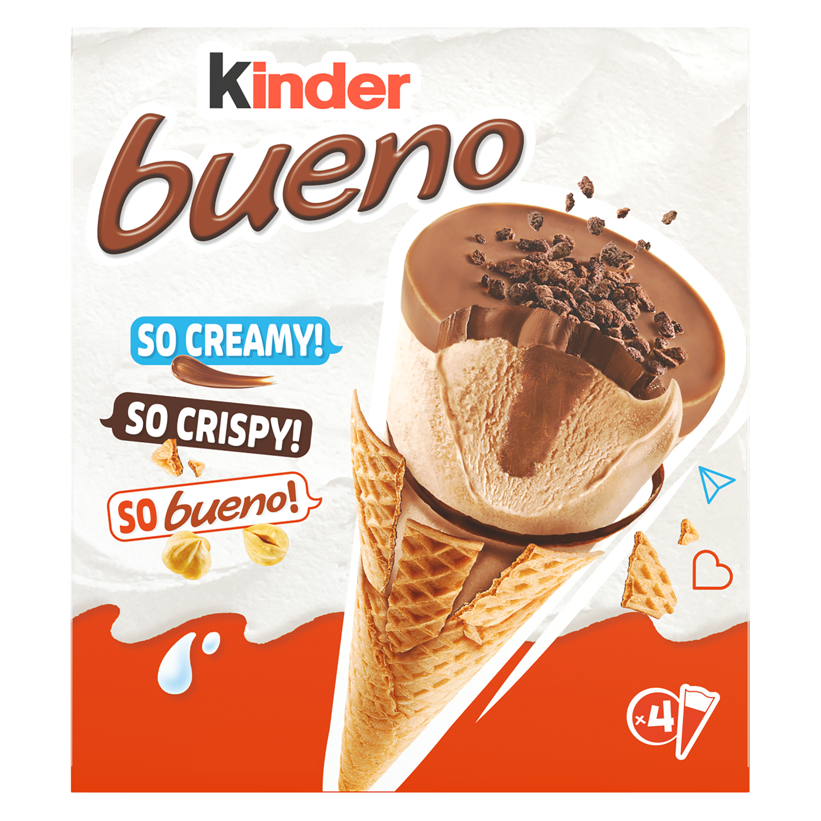 Kinder Bueno Ice Cream Cone, 4 x 90ml