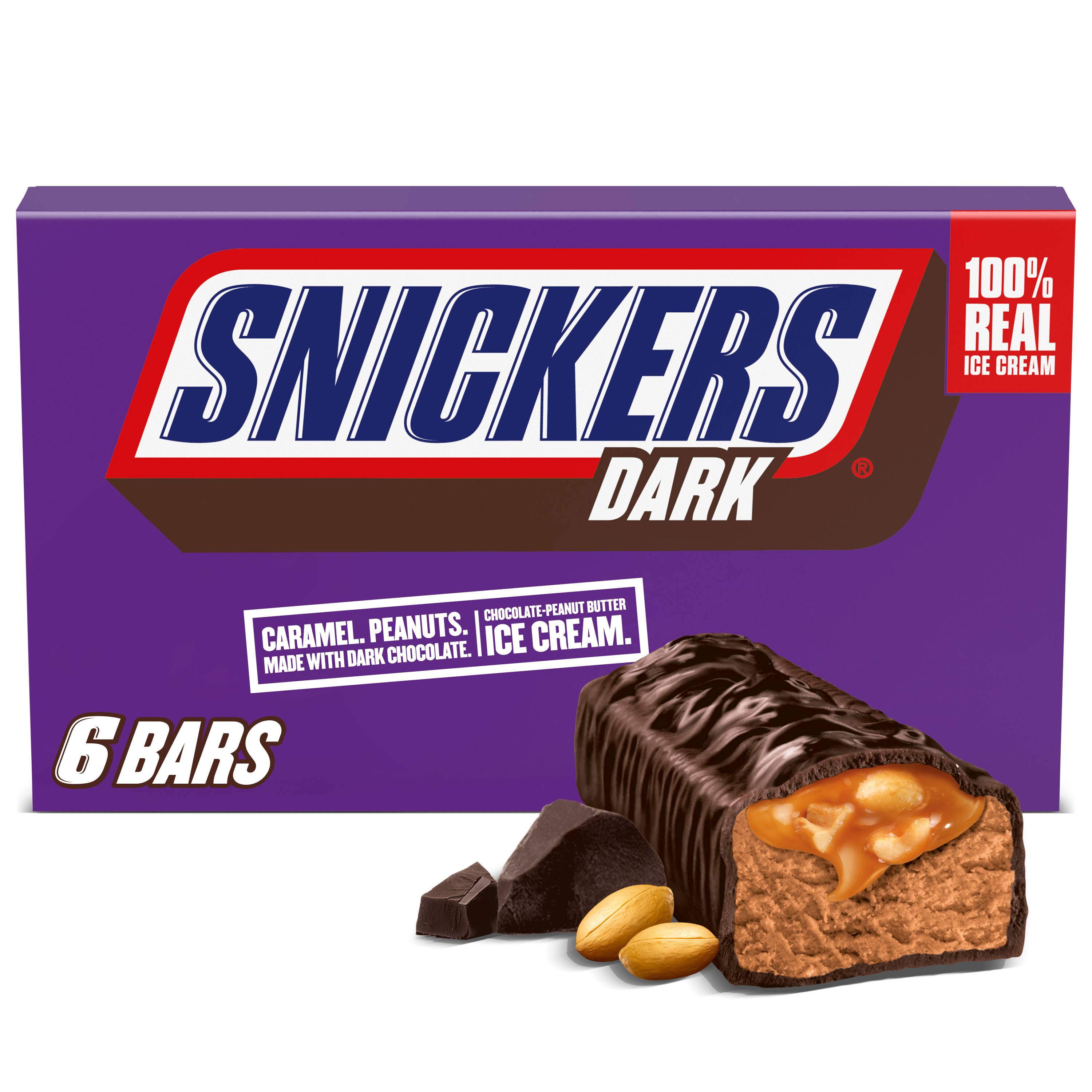 SNICKERS Dark Chocolate Ice Cream Bars, 6ct