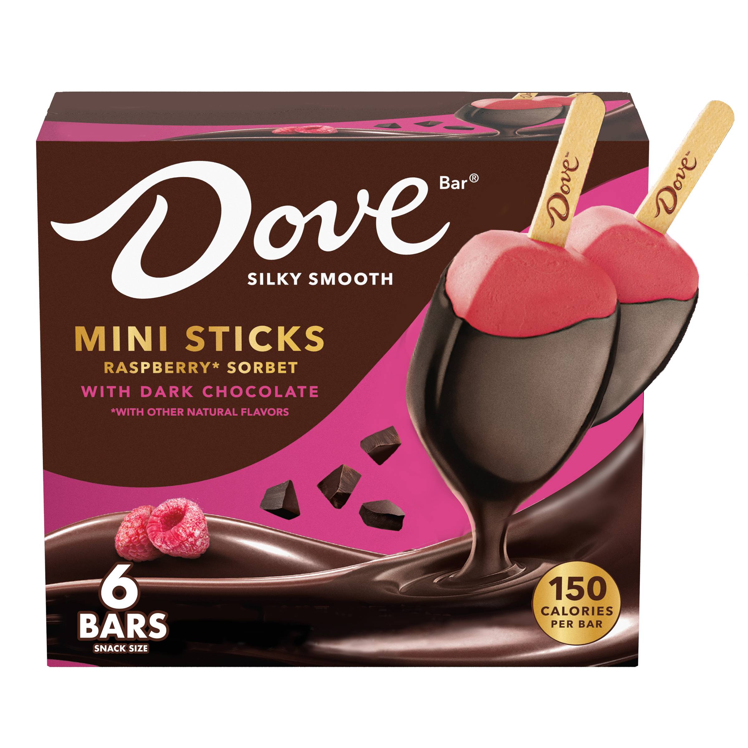 Dove Raspberry Sorbet With Dark Chocolate Snack Size Bars, 6ct