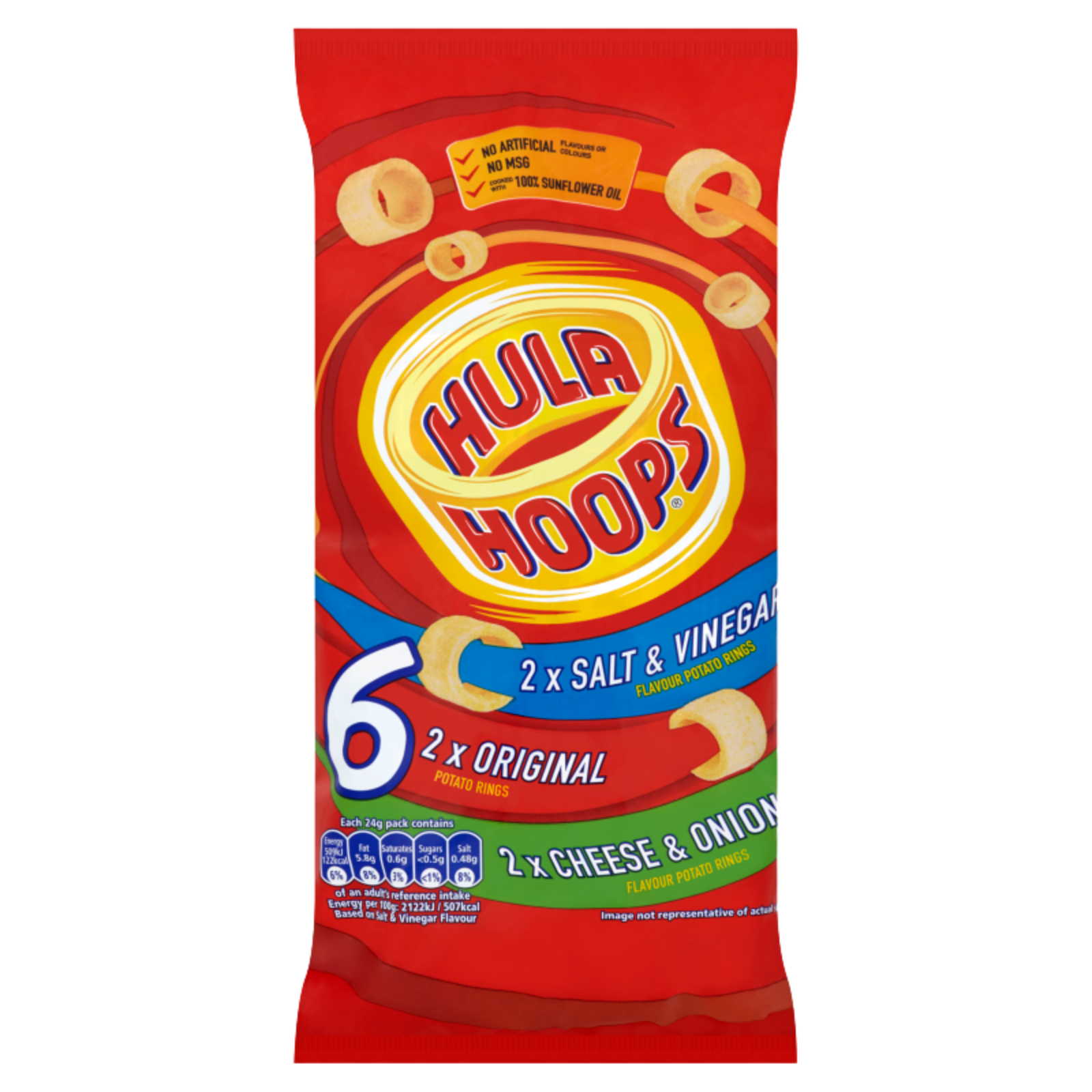 Hula Hoops Assorted, 6 x 24g