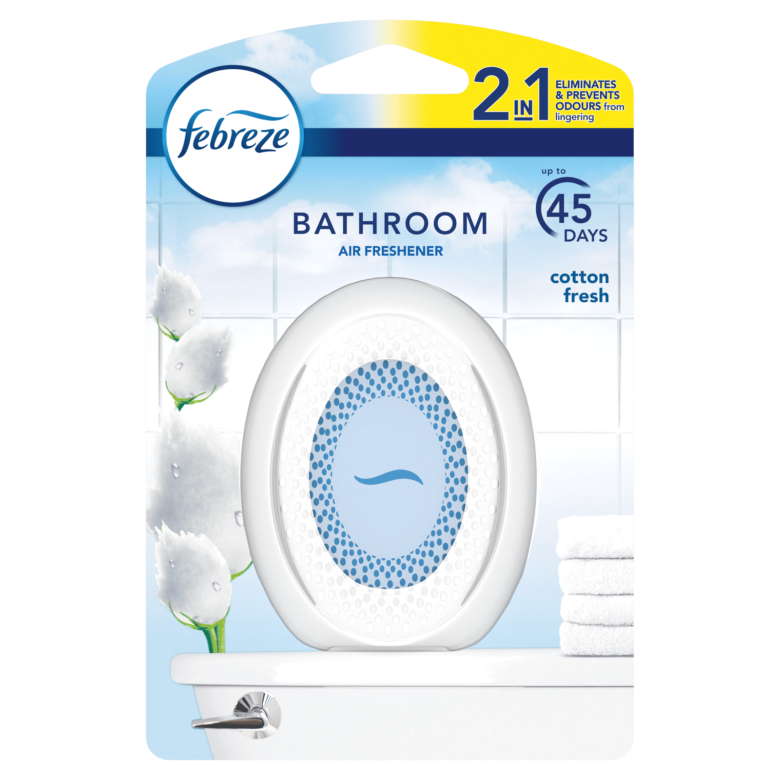 Febreze Bathroom 2in1 Air Freshener Cotton Fresh, 1pcs