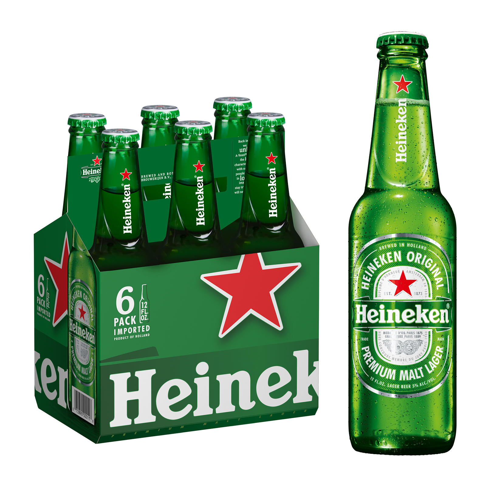 Heineken 6pk 12oz Btl 5.0% ABV