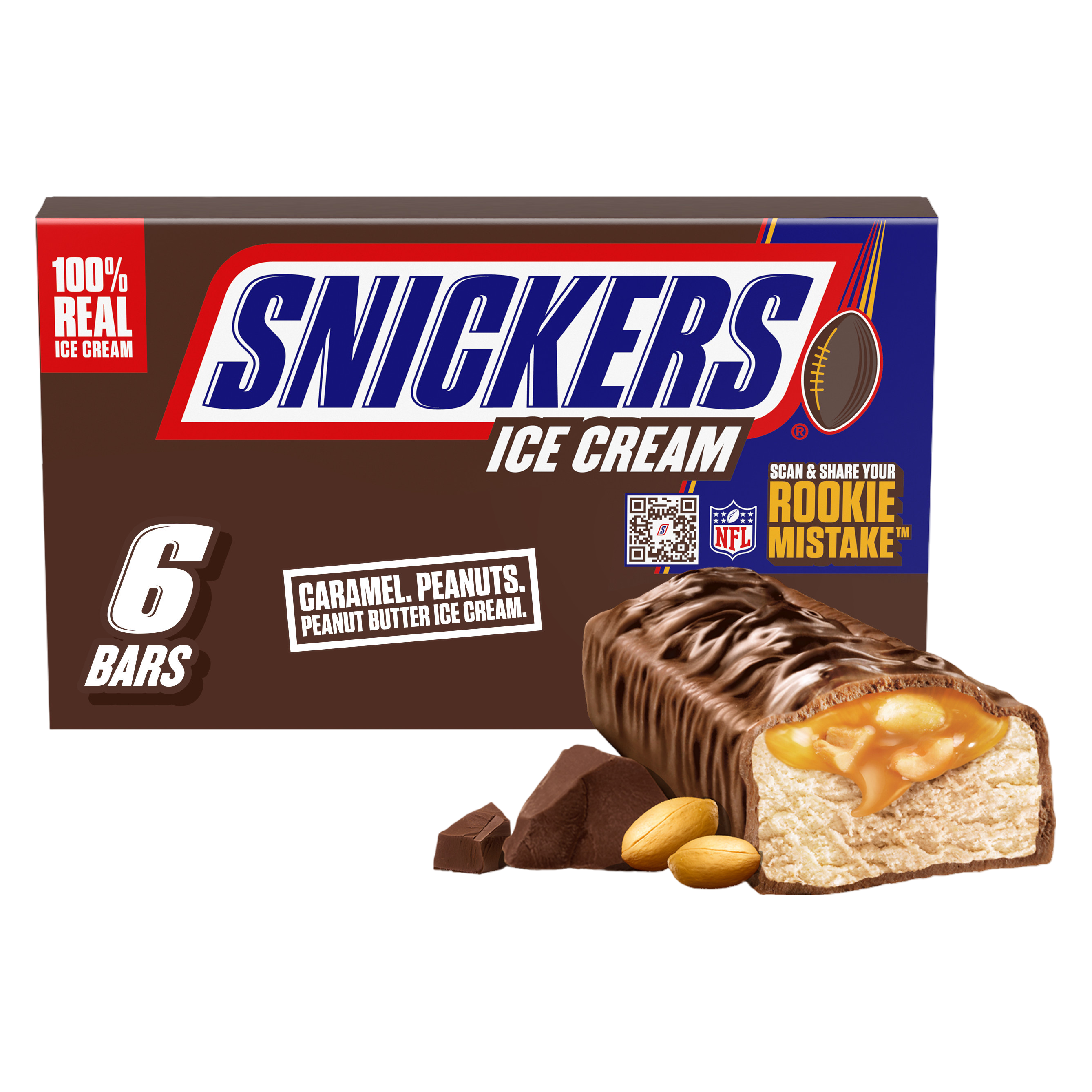 SNICKERS Peanut Butter Ice Cream Bars, 6 Pack, 2 Oz Bars 