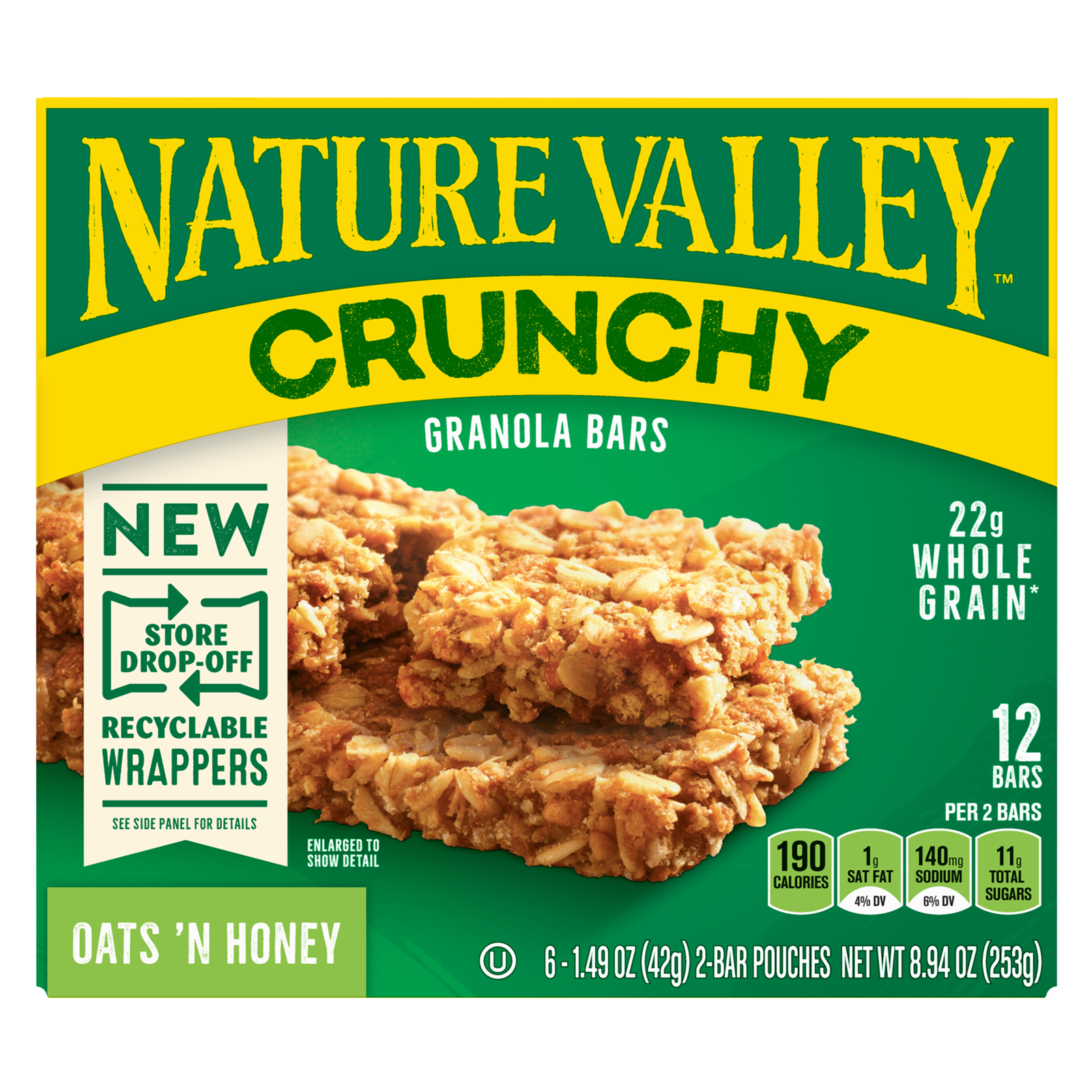 Nature Valley Oats & Honey Crunchy Granola Bar, 12ct