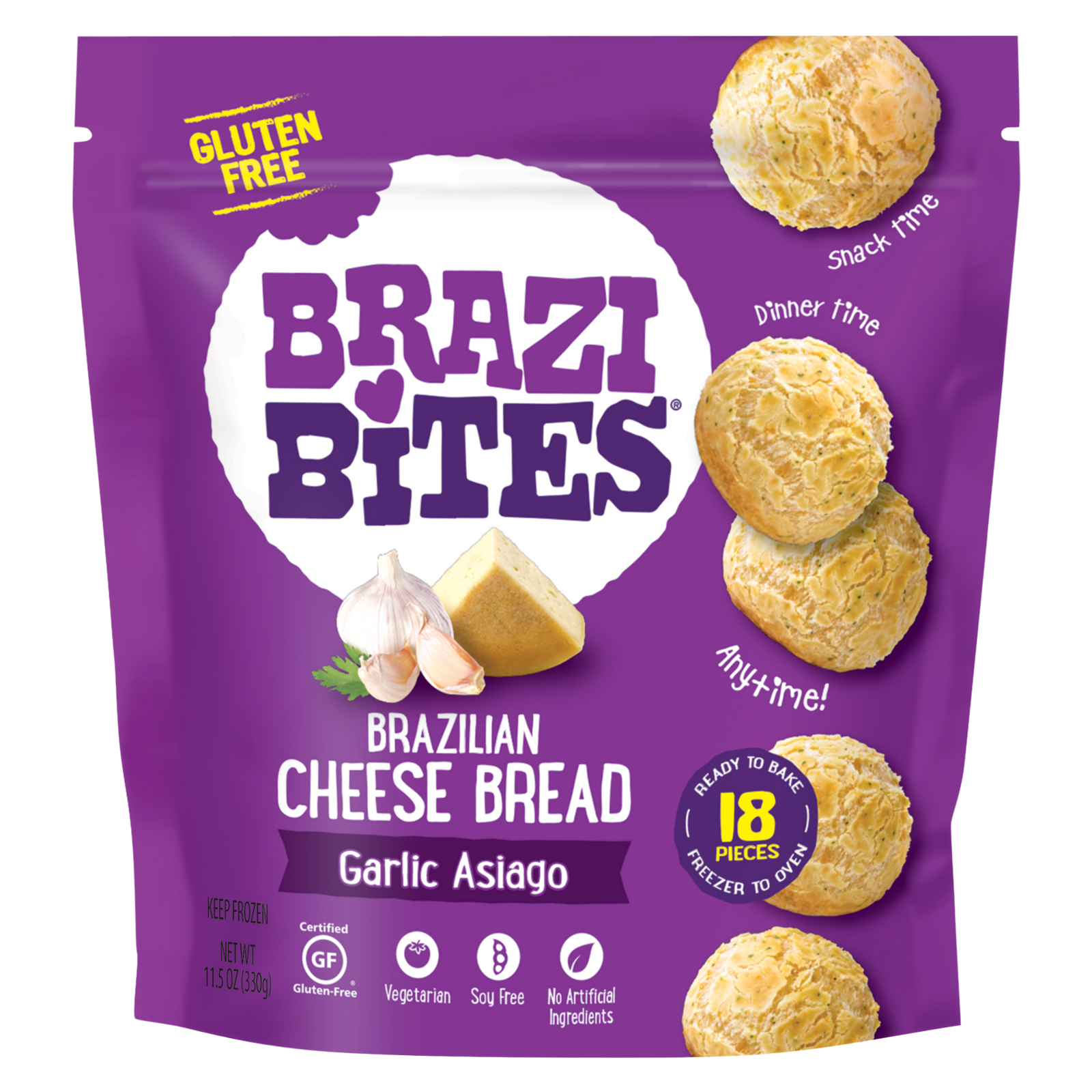 Brazi Bites Frozen Garlic Asiago Brazilian Gluten Free Cheese Bread 11.5oz