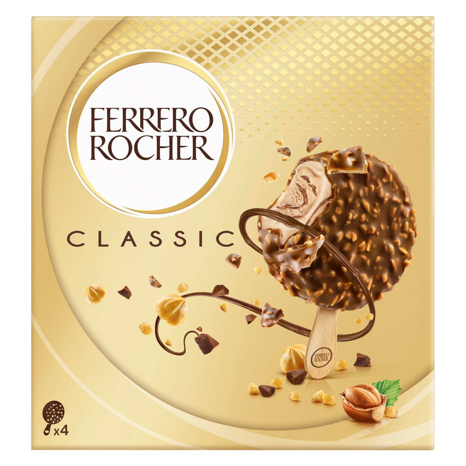 Ferrero Rocher Classic Ice Cream Sticks, 4 x 70ml